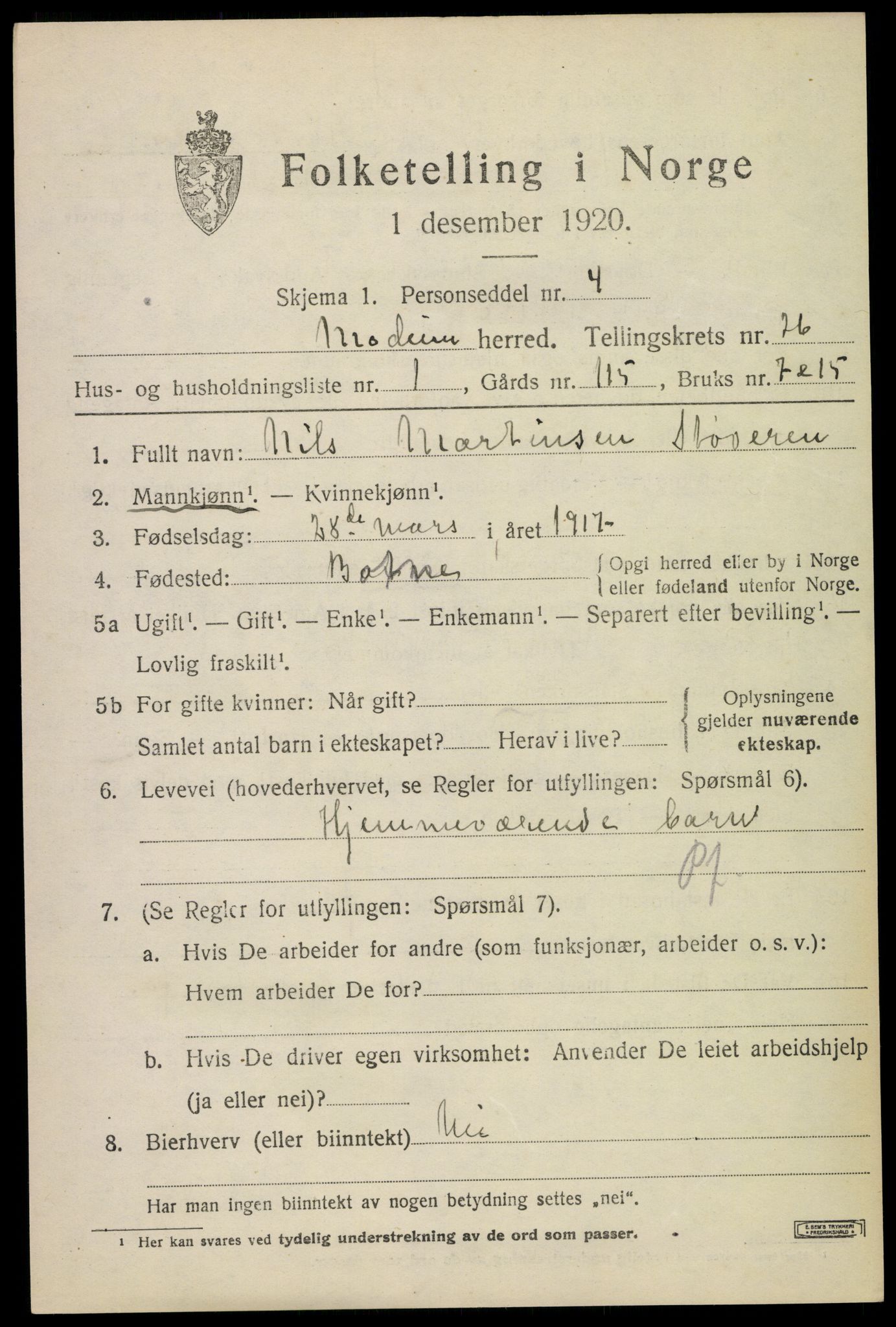 SAKO, Folketelling 1920 for 0623 Modum herred, 1920, s. 25269