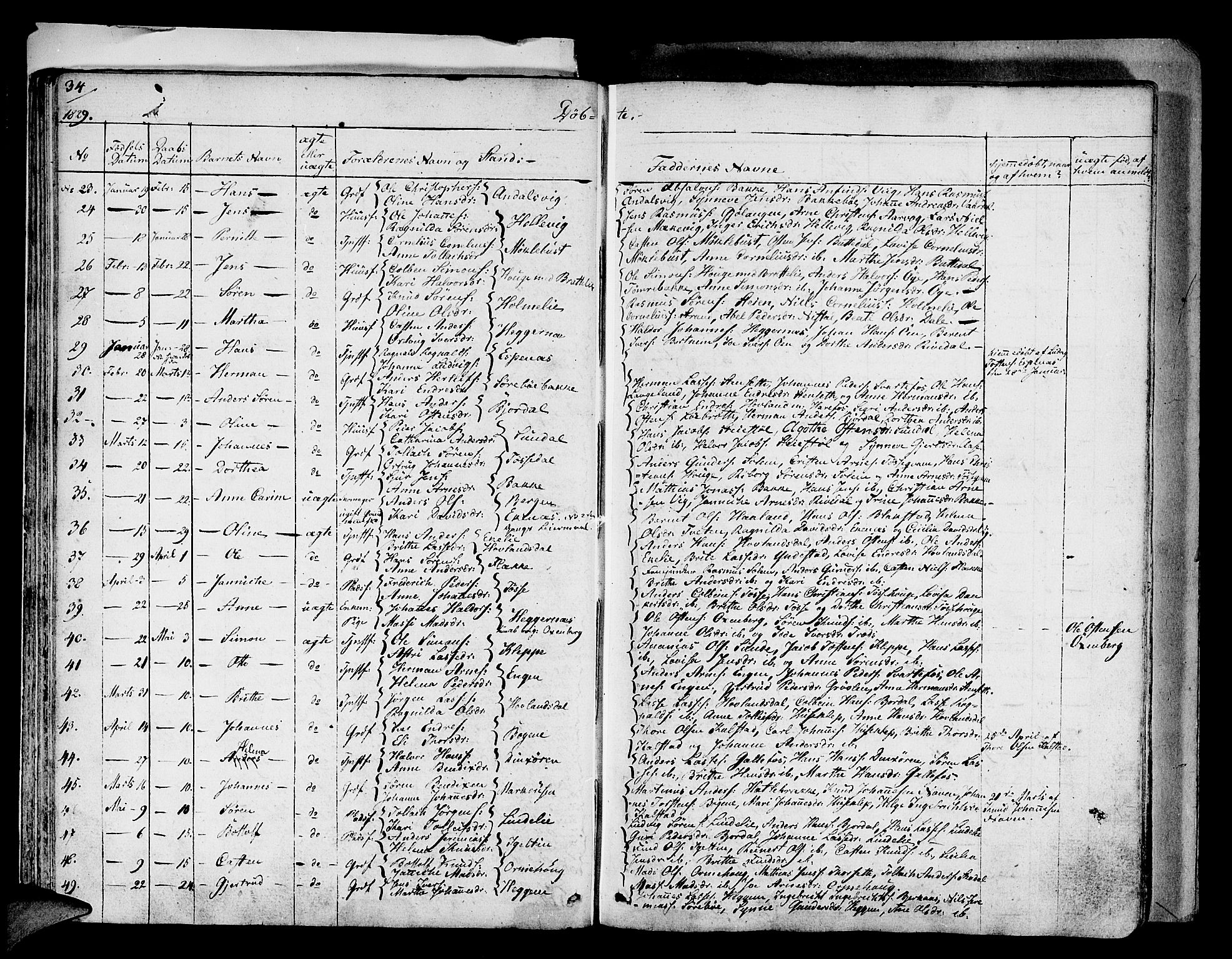 Fjaler sokneprestembete, AV/SAB-A-79801/H/Haa/Haaa/L0005: Ministerialbok nr. A 5, 1821-1835, s. 34