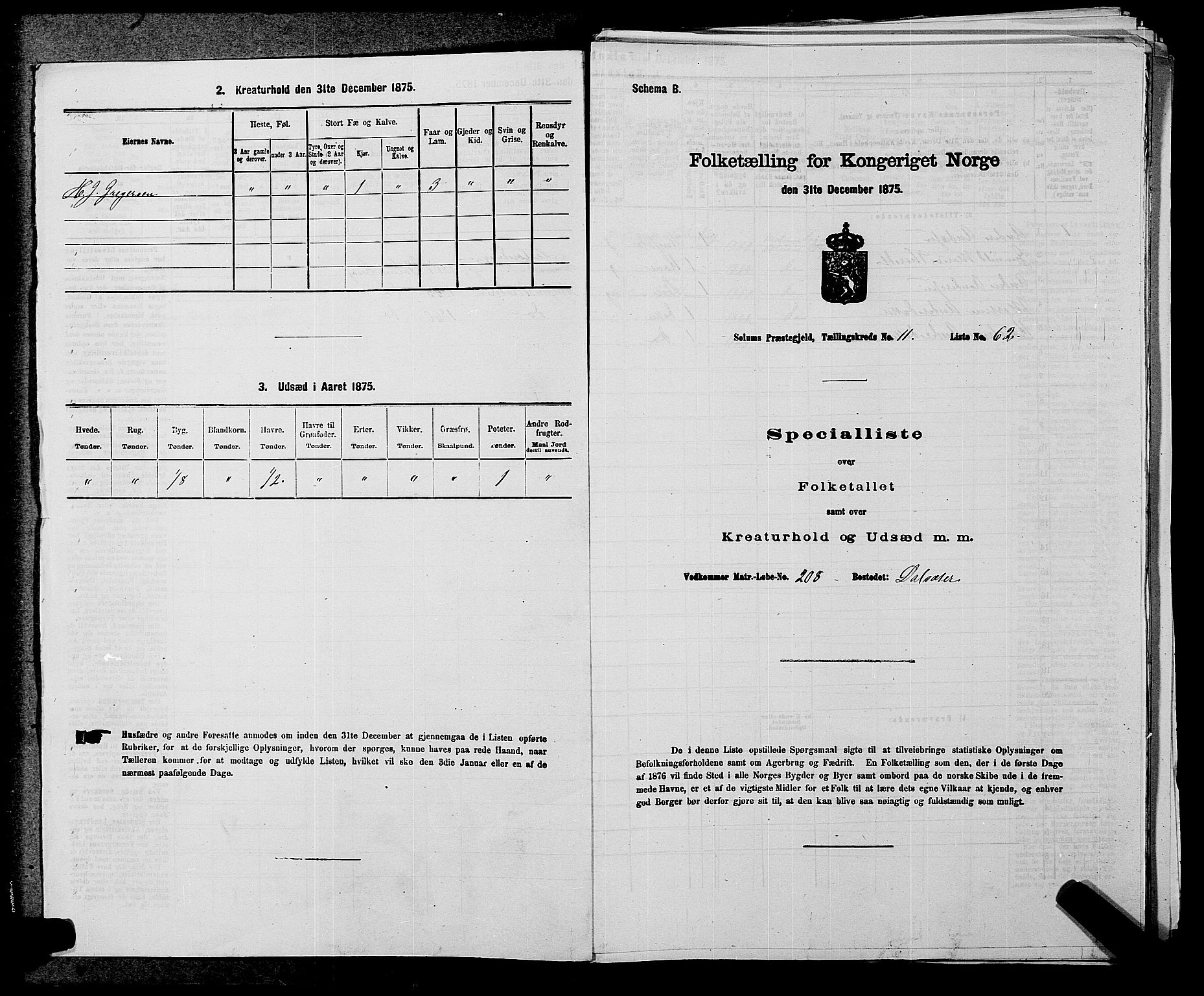 SAKO, Folketelling 1875 for 0818P Solum prestegjeld, 1875, s. 1651