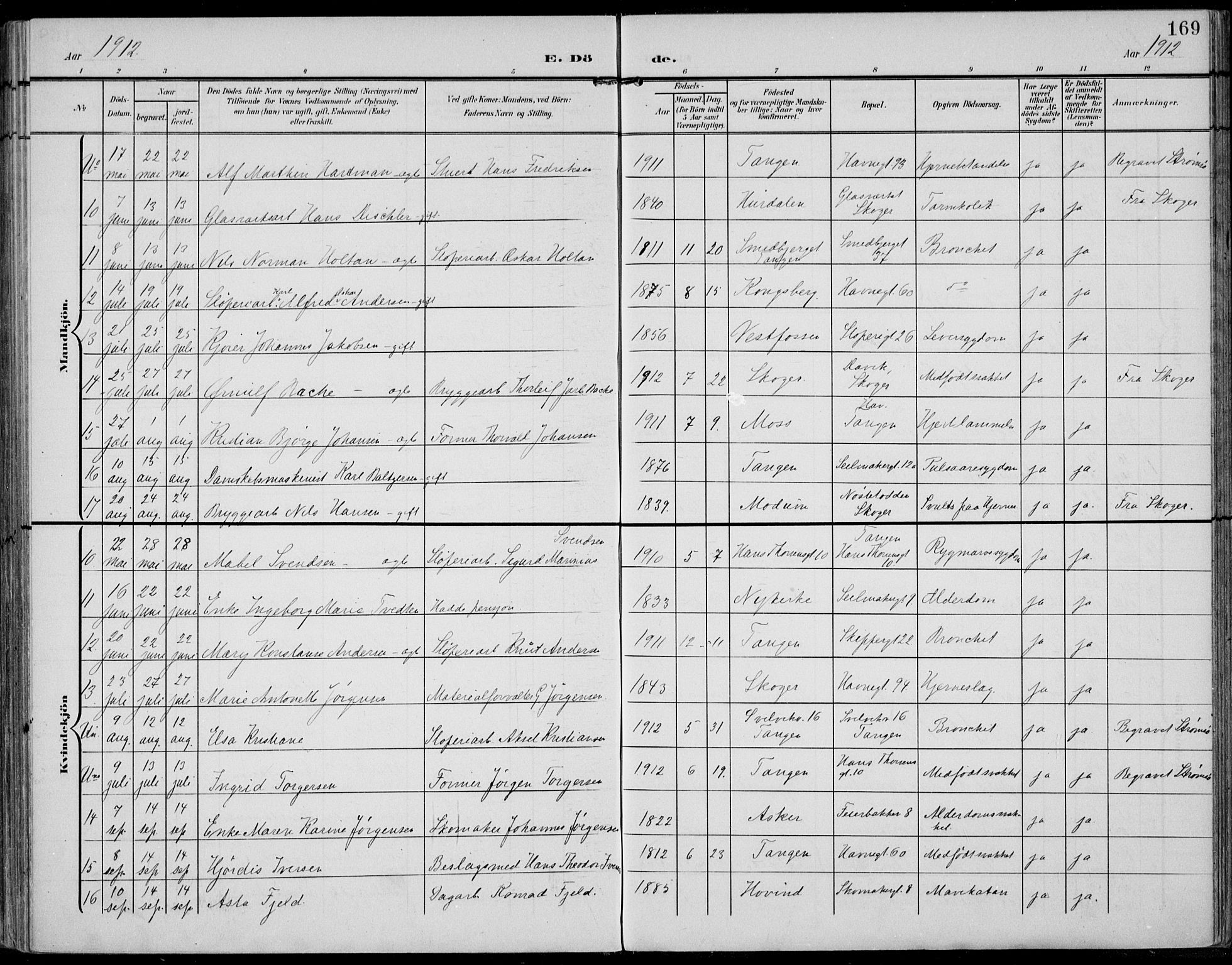 Strømsø kirkebøker, AV/SAKO-A-246/F/Fb/L0008: Ministerialbok nr. II 8, 1902-1933, s. 169
