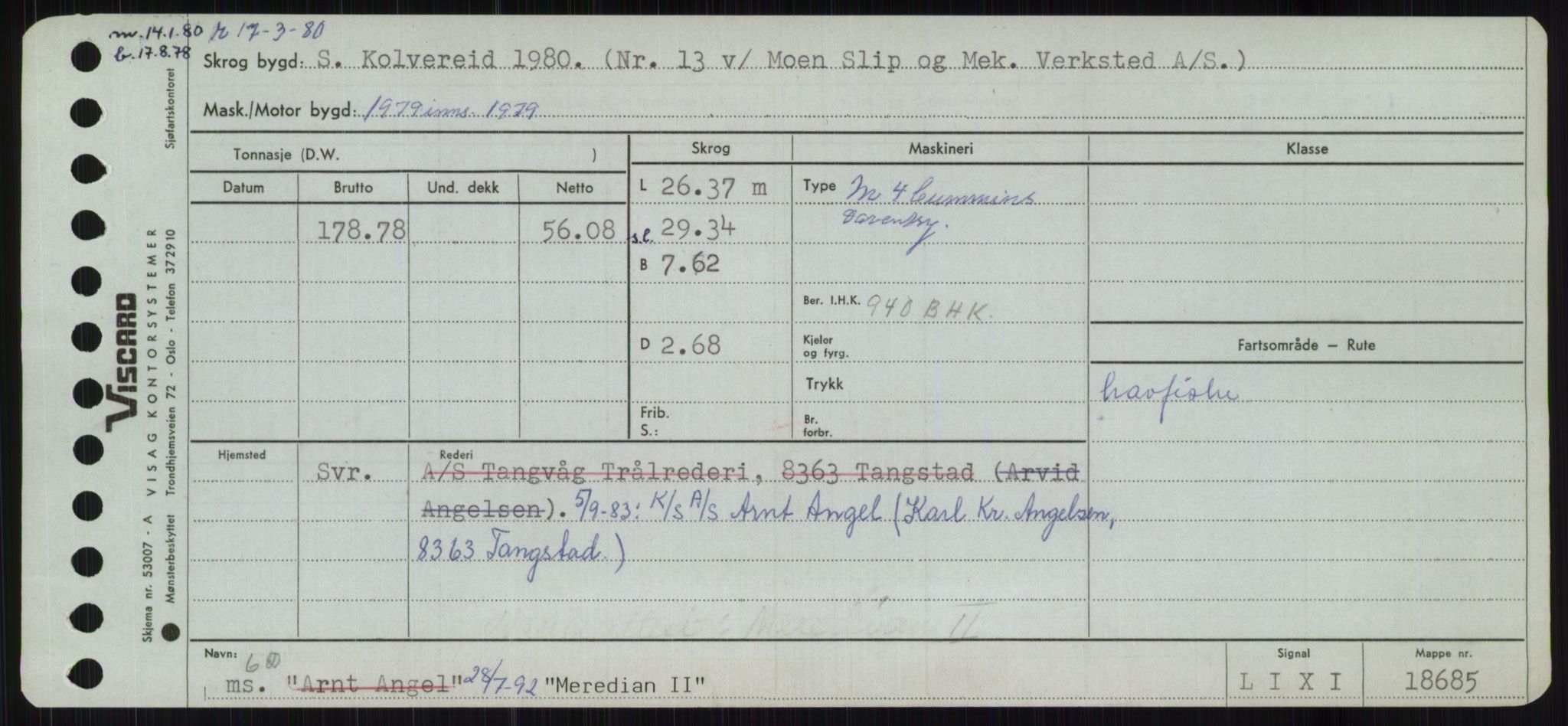 Sjøfartsdirektoratet med forløpere, Skipsmålingen, RA/S-1627/H/Ha/L0004/0001: Fartøy, Mas-R / Fartøy, Mas-Odd, s. 87