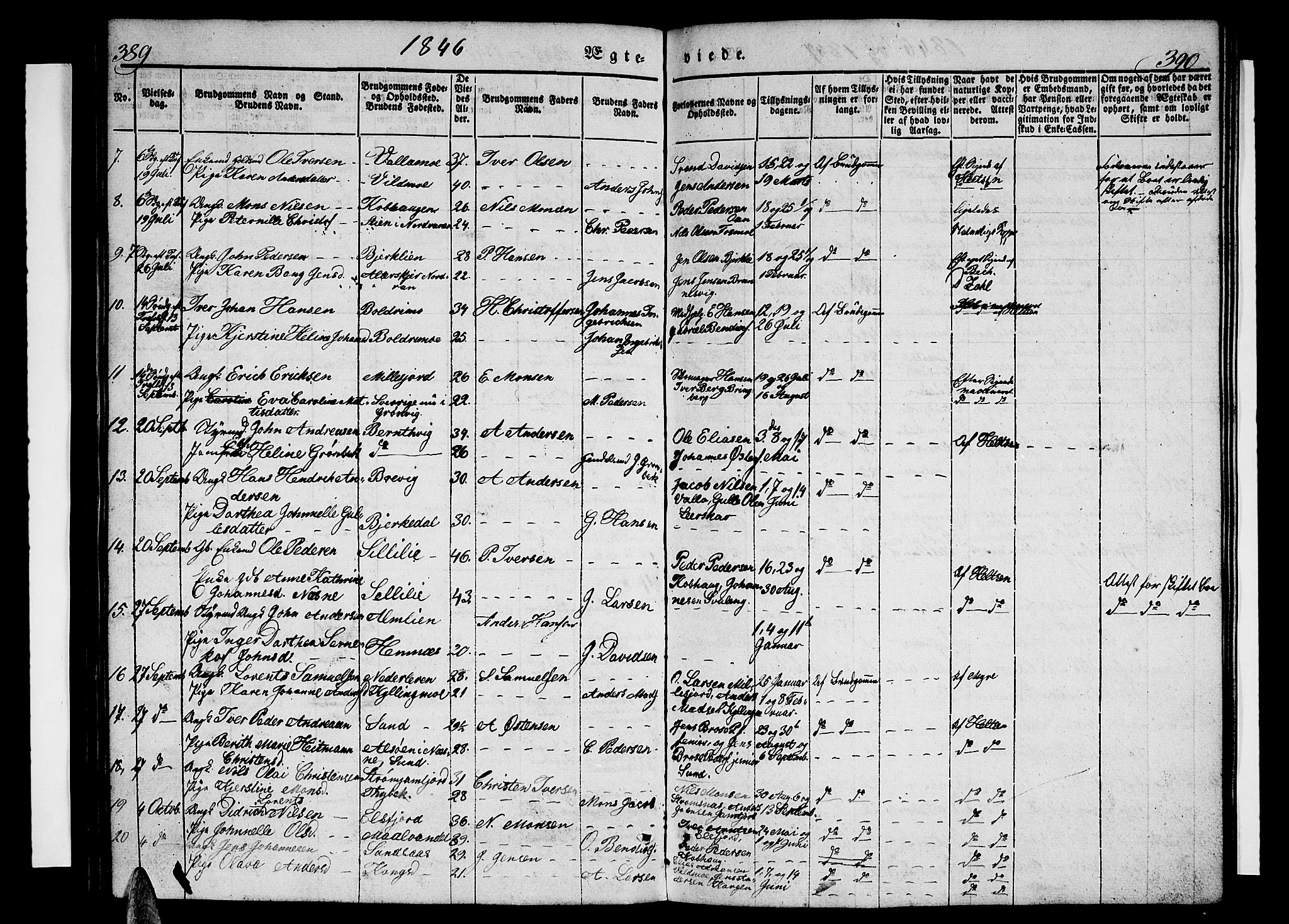 Ministerialprotokoller, klokkerbøker og fødselsregistre - Nordland, AV/SAT-A-1459/825/L0364: Klokkerbok nr. 825C01, 1841-1863, s. 389-390