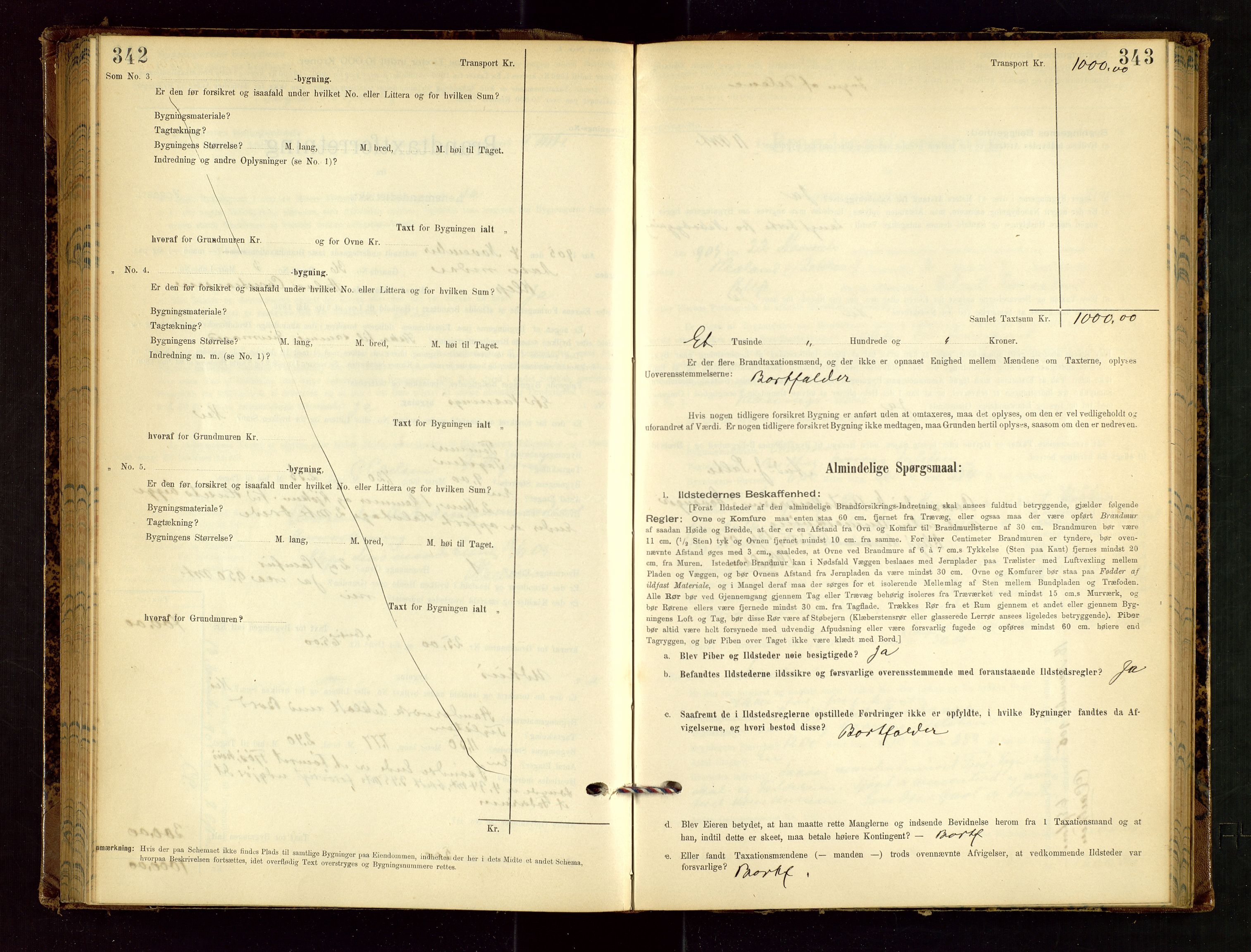 Klepp lensmannskontor, SAST/A-100163/Goc/L0002: "Brandtaxationsprotokol" m/register, 1898-1902, s. 342-343