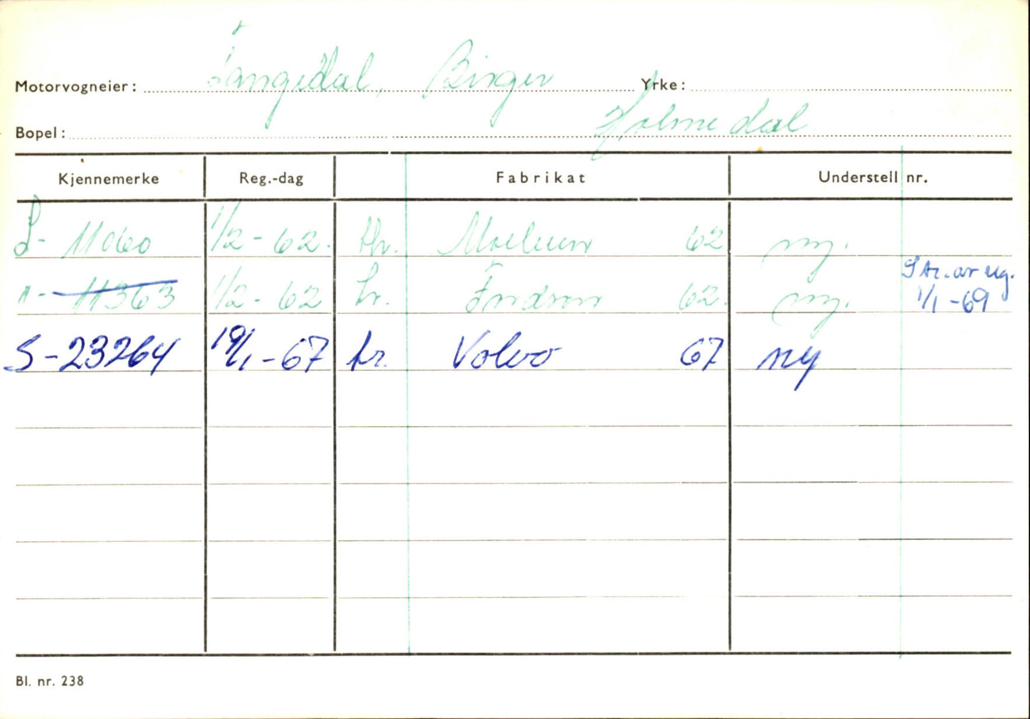 Statens vegvesen, Sogn og Fjordane vegkontor, AV/SAB-A-5301/4/F/L0126: Eigarregister Fjaler M-Å. Leikanger A-Å, 1945-1975, s. 449