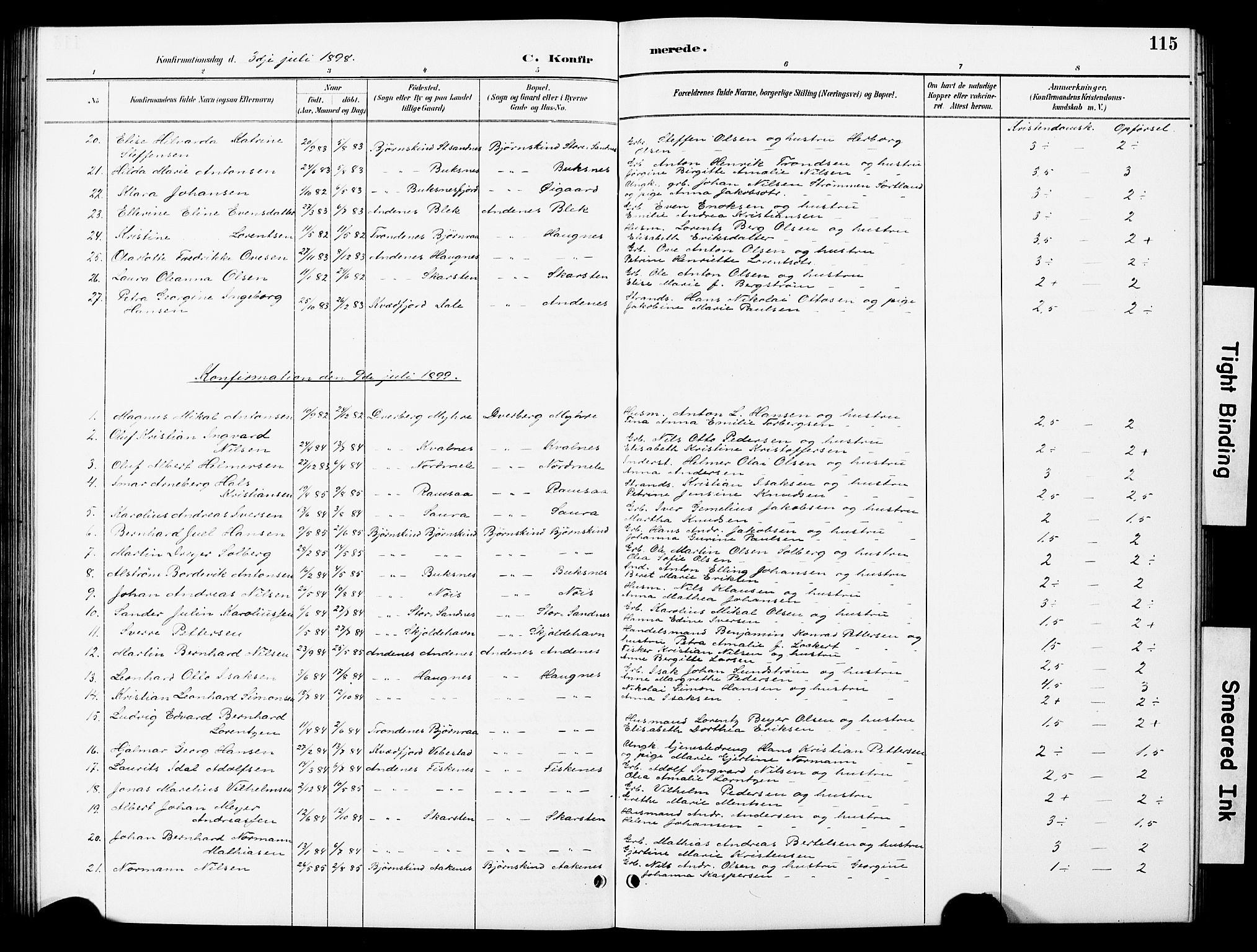 Ministerialprotokoller, klokkerbøker og fødselsregistre - Nordland, SAT/A-1459/897/L1413: Klokkerbok nr. 897C03, 1887-1903, s. 115