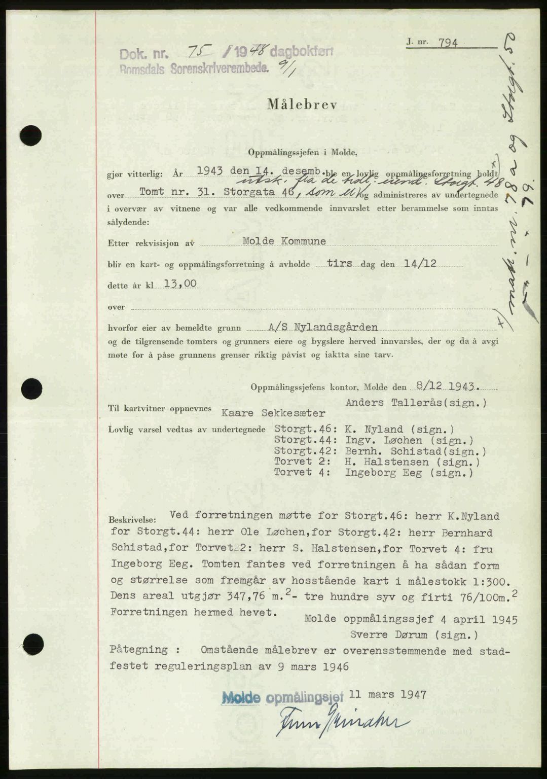 Romsdal sorenskriveri, SAT/A-4149/1/2/2C: Pantebok nr. A25, 1948-1948, Dagboknr: 75/1948