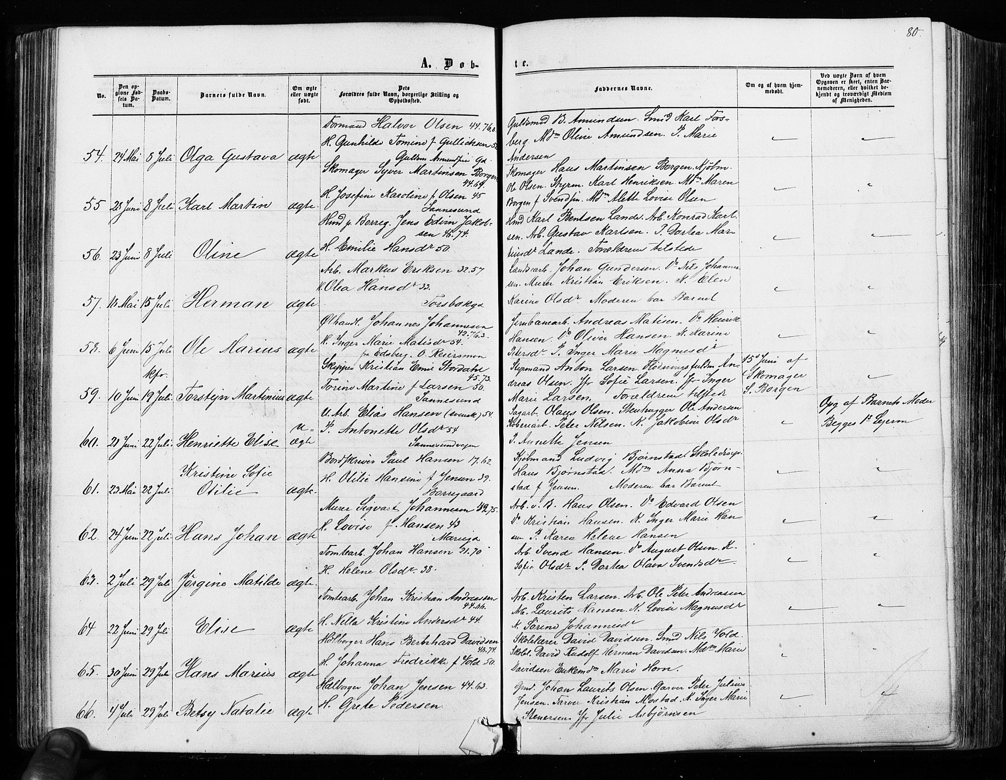 Sarpsborg prestekontor Kirkebøker, AV/SAO-A-2006/F/Fa/L0002: Ministerialbok nr. 2, 1869-1877, s. 80