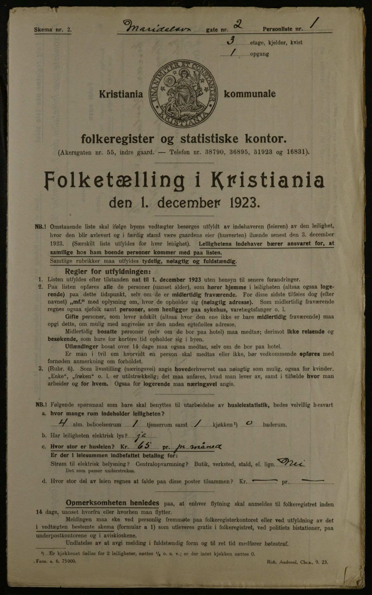 OBA, Kommunal folketelling 1.12.1923 for Kristiania, 1923, s. 67434