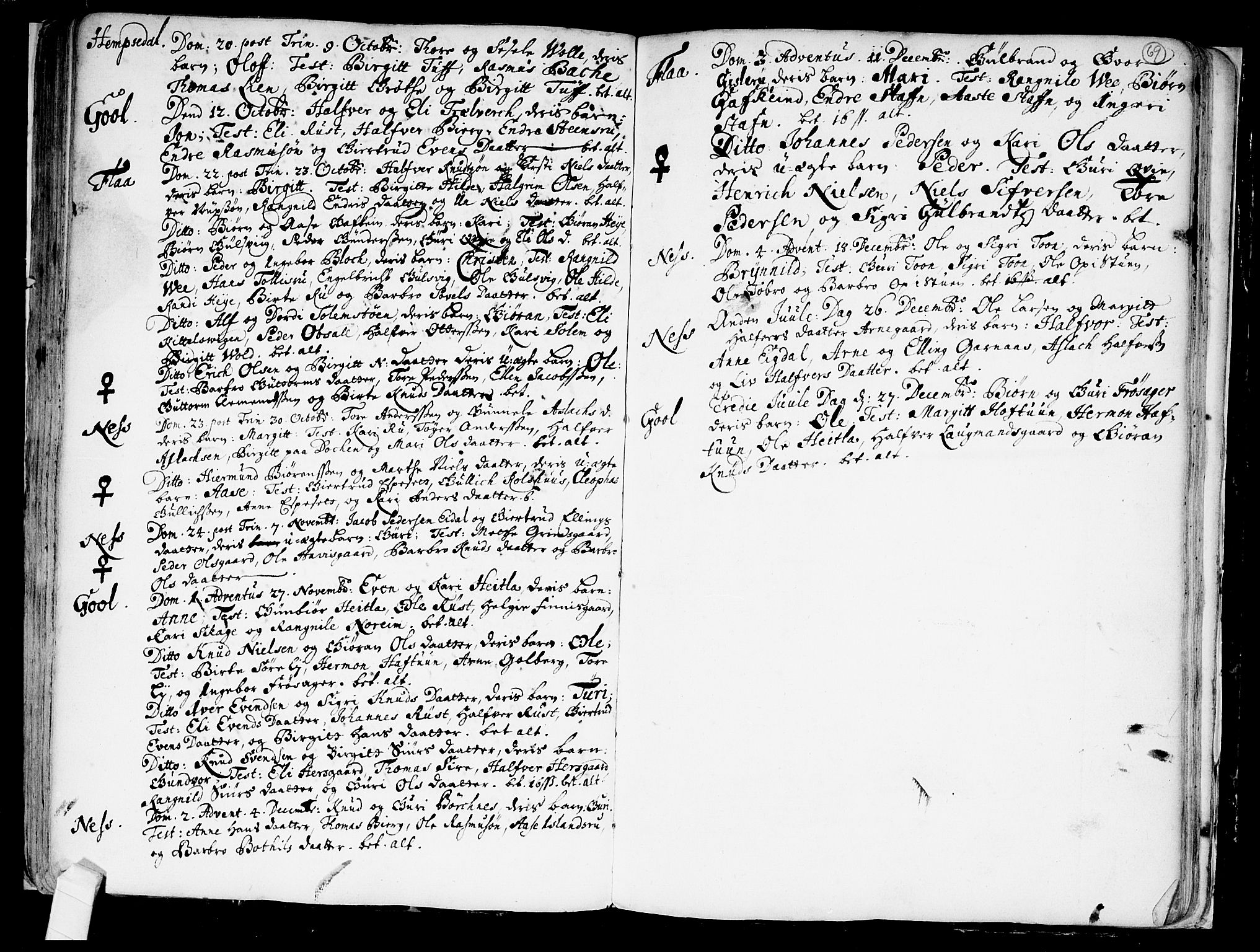 Nes kirkebøker, SAKO/A-236/F/Fa/L0001: Ministerialbok nr. 1, 1693-1706, s. 69