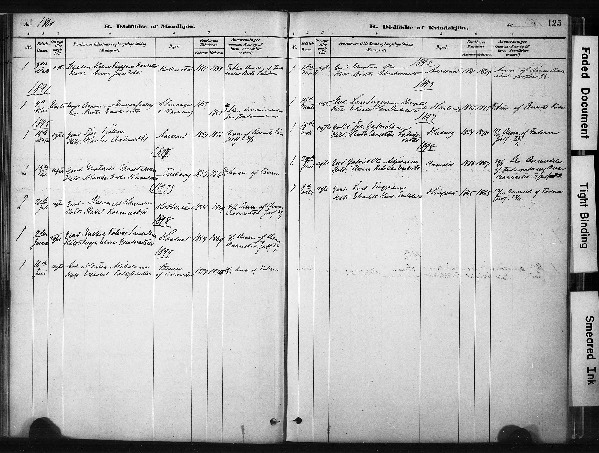 Hå sokneprestkontor, AV/SAST-A-101801/001/30BA/L0011: Ministerialbok nr. A 10, 1879-1900, s. 125