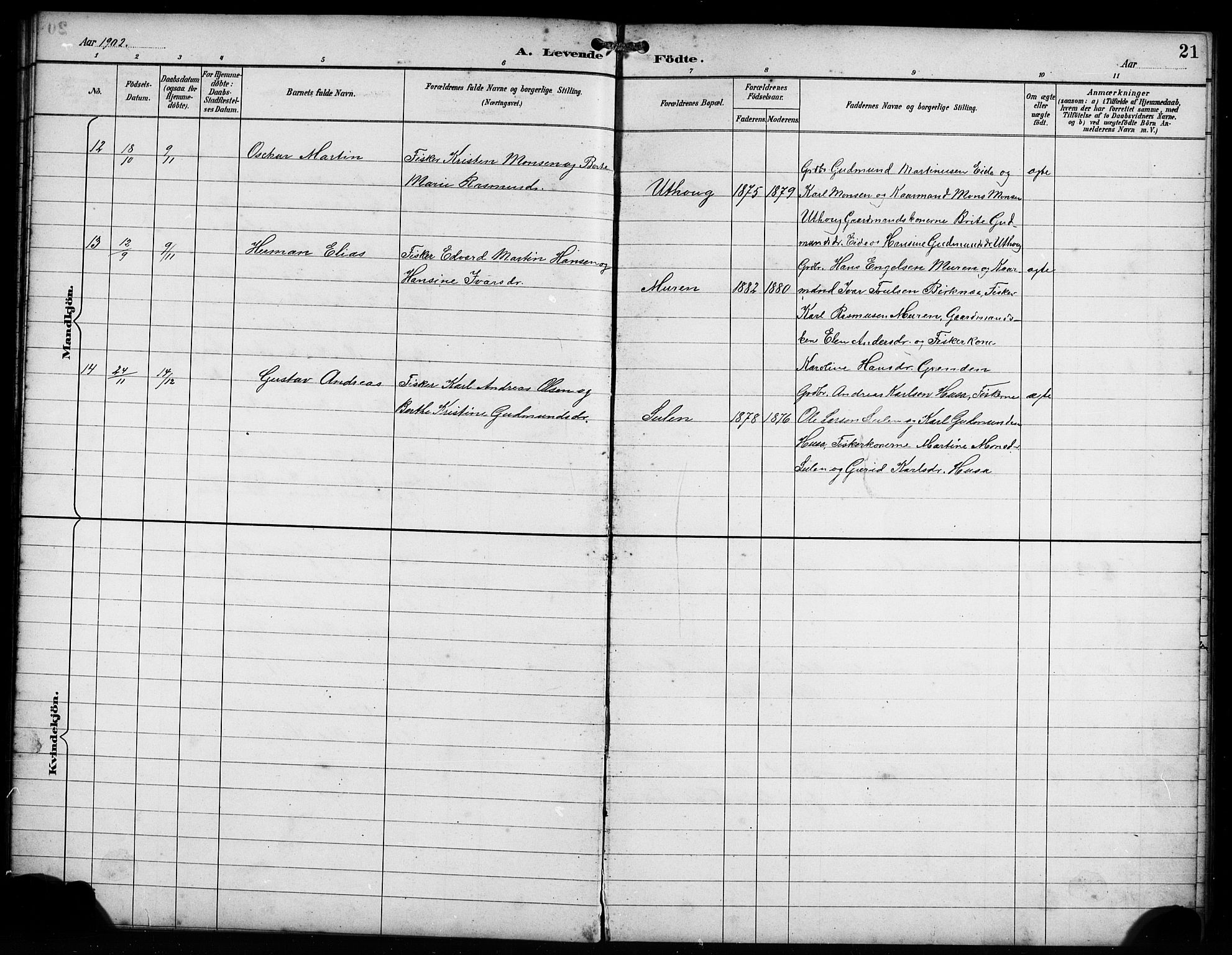 Lindås Sokneprestembete, AV/SAB-A-76701/H/Hab/Habd/L0002: Klokkerbok nr. D 2, 1898-1910, s. 21