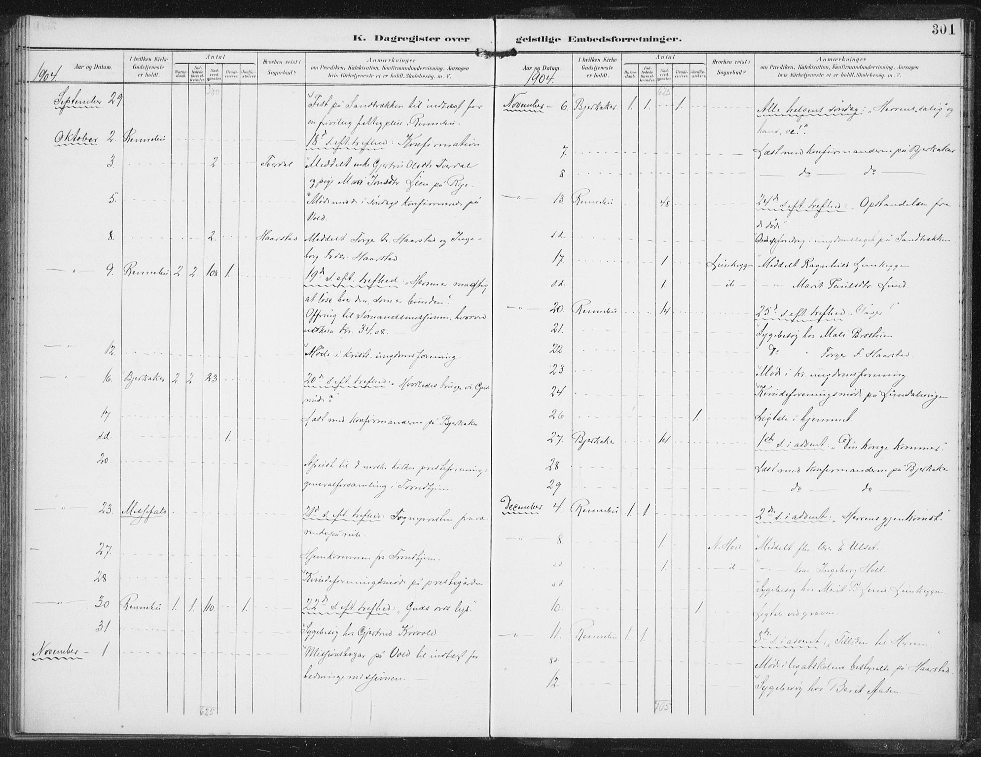 Ministerialprotokoller, klokkerbøker og fødselsregistre - Sør-Trøndelag, SAT/A-1456/674/L0872: Ministerialbok nr. 674A04, 1897-1907, s. 301