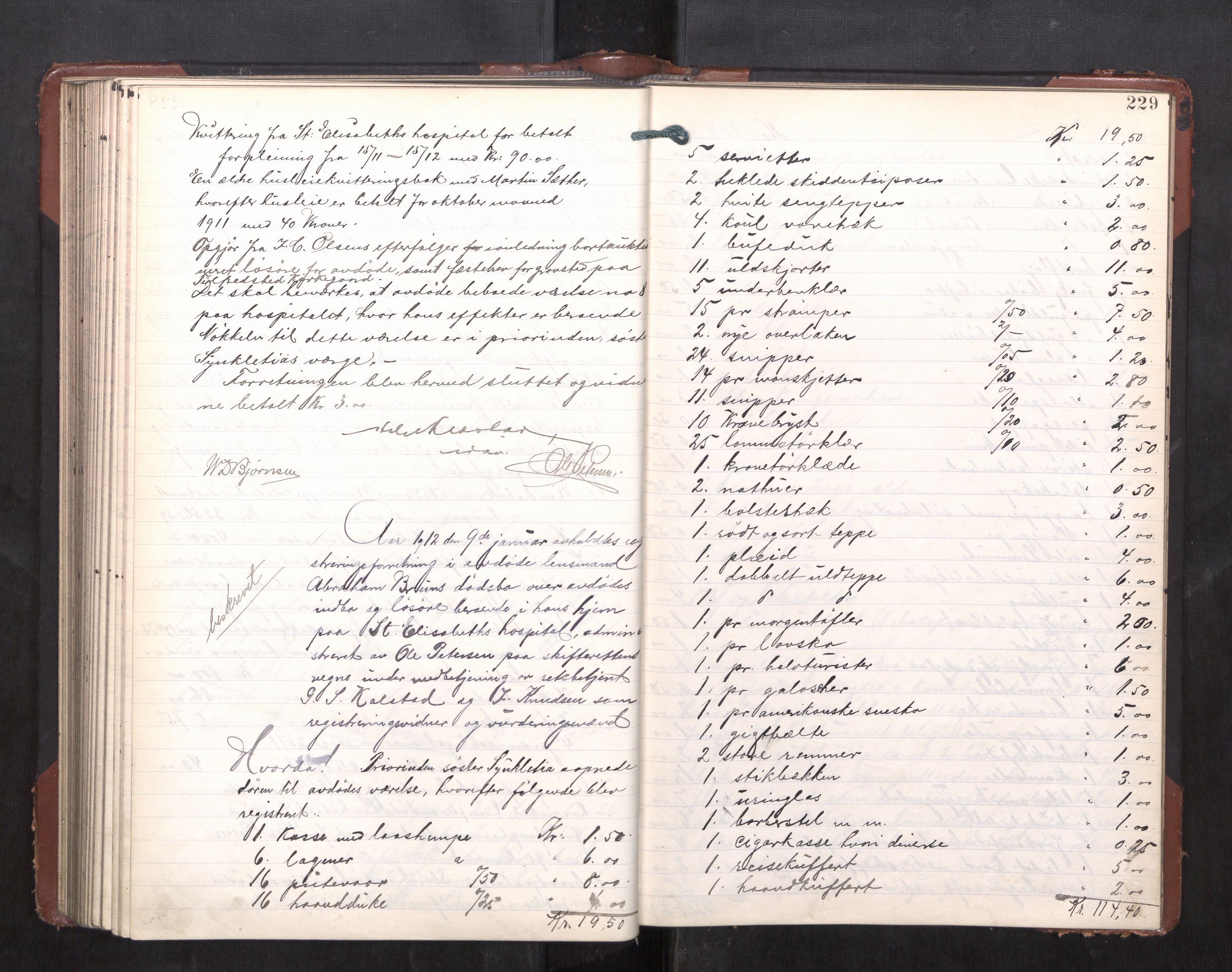 Trondheim byfogd, AV/SAT-A-0003/1/3/3C/L0029: Skifteregistreringsprotokoll - 8/12-11/4. (u/ register), 1909-1912, s. 229