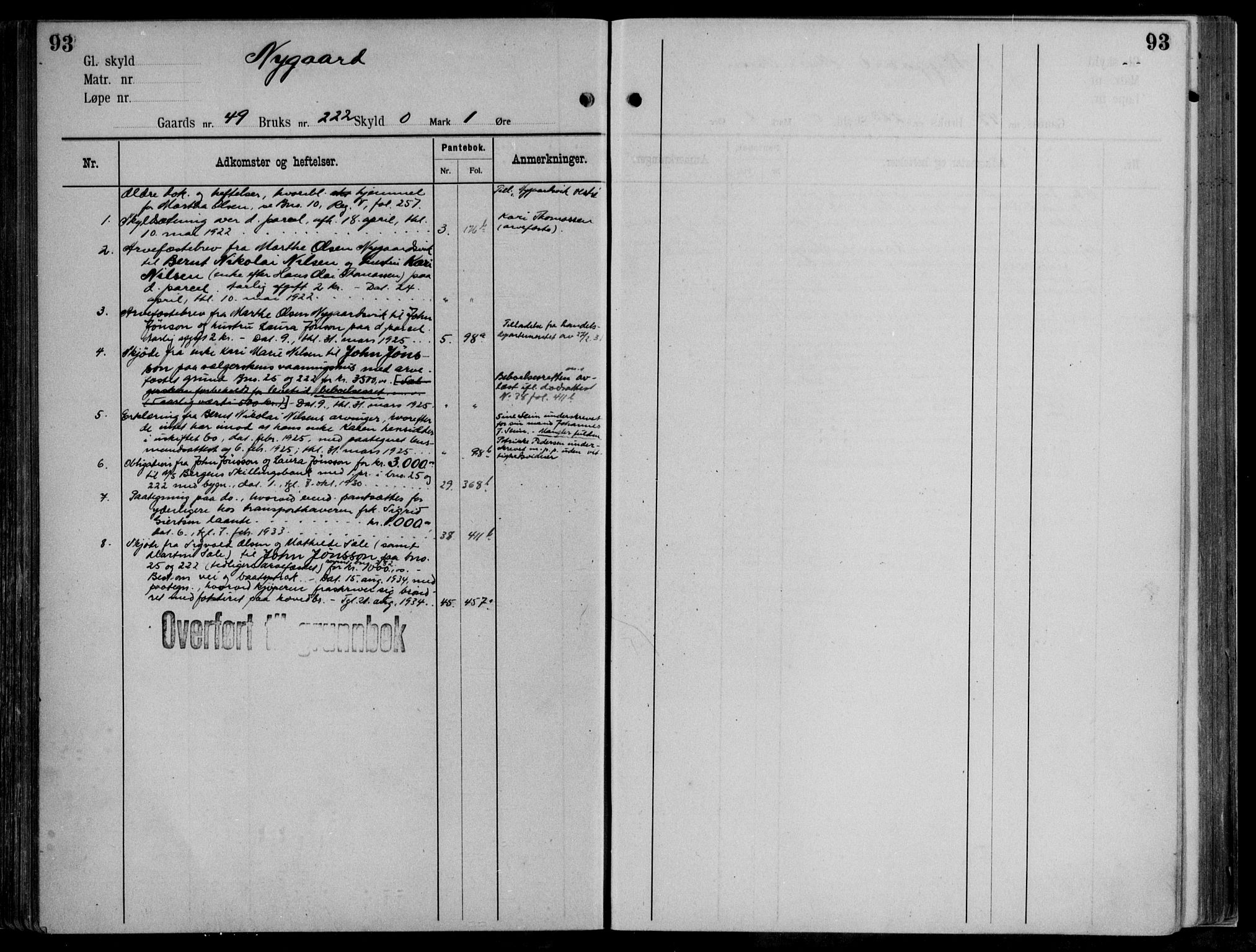 Midhordland sorenskriveri, AV/SAB-A-3001/1/G/Ga/Gab/L0111: Panteregister nr. II.A.b.111, s. 93