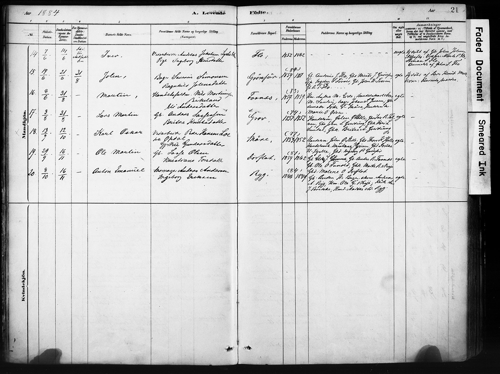 Stryn Sokneprestembete, AV/SAB-A-82501: Ministerialbok nr. D 1, 1878-1907, s. 21