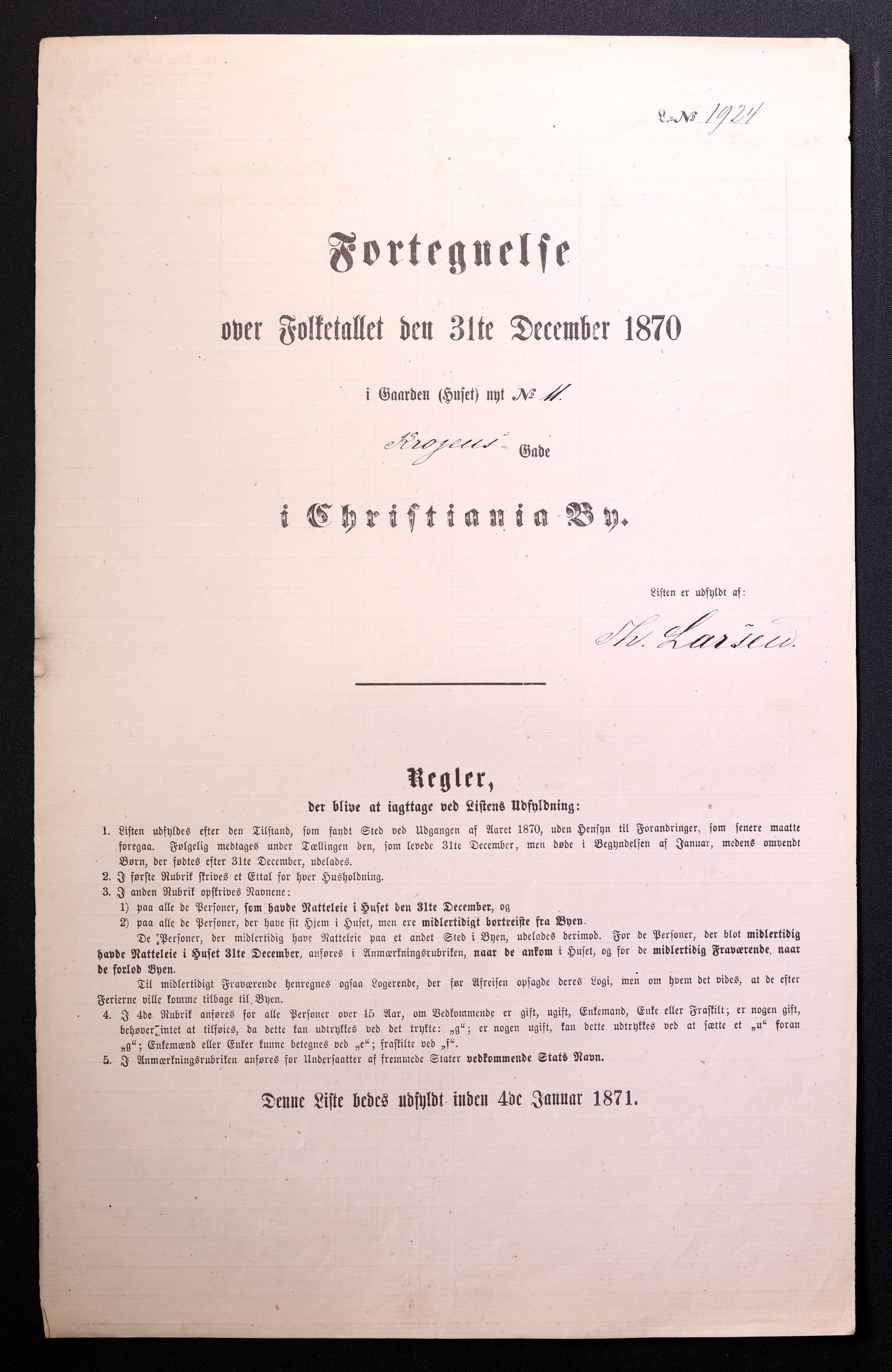 RA, Folketelling 1870 for 0301 Kristiania kjøpstad, 1870, s. 1724