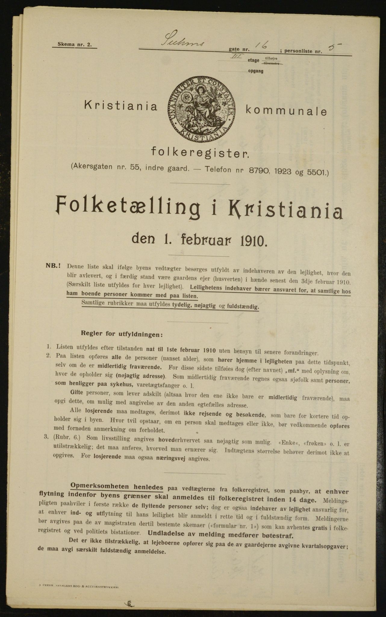 OBA, Kommunal folketelling 1.2.1910 for Kristiania, 1910, s. 99301