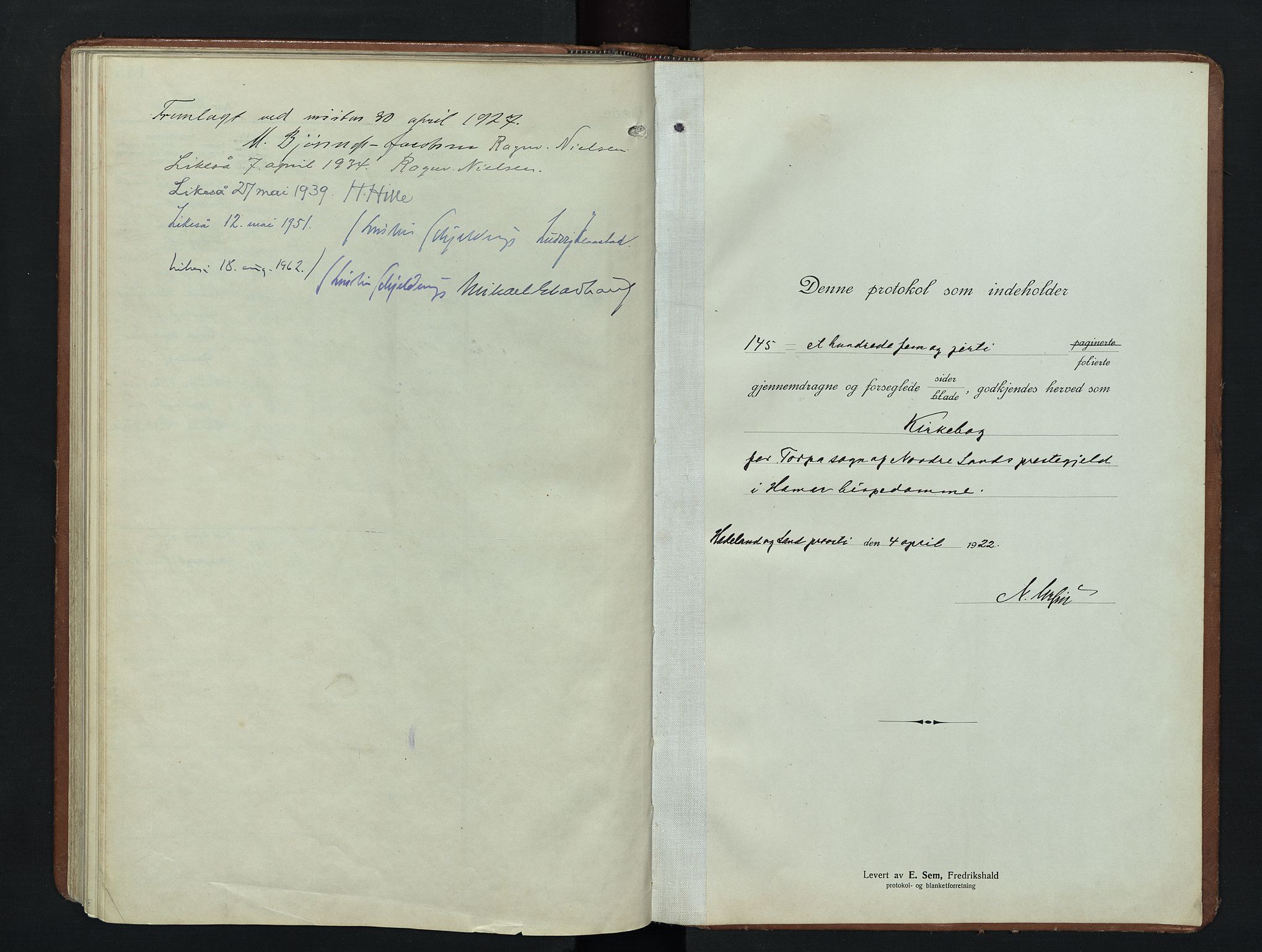 Nordre Land prestekontor, AV/SAH-PREST-124/H/Ha/Hab/L0009: Klokkerbok nr. 9, 1921-1956