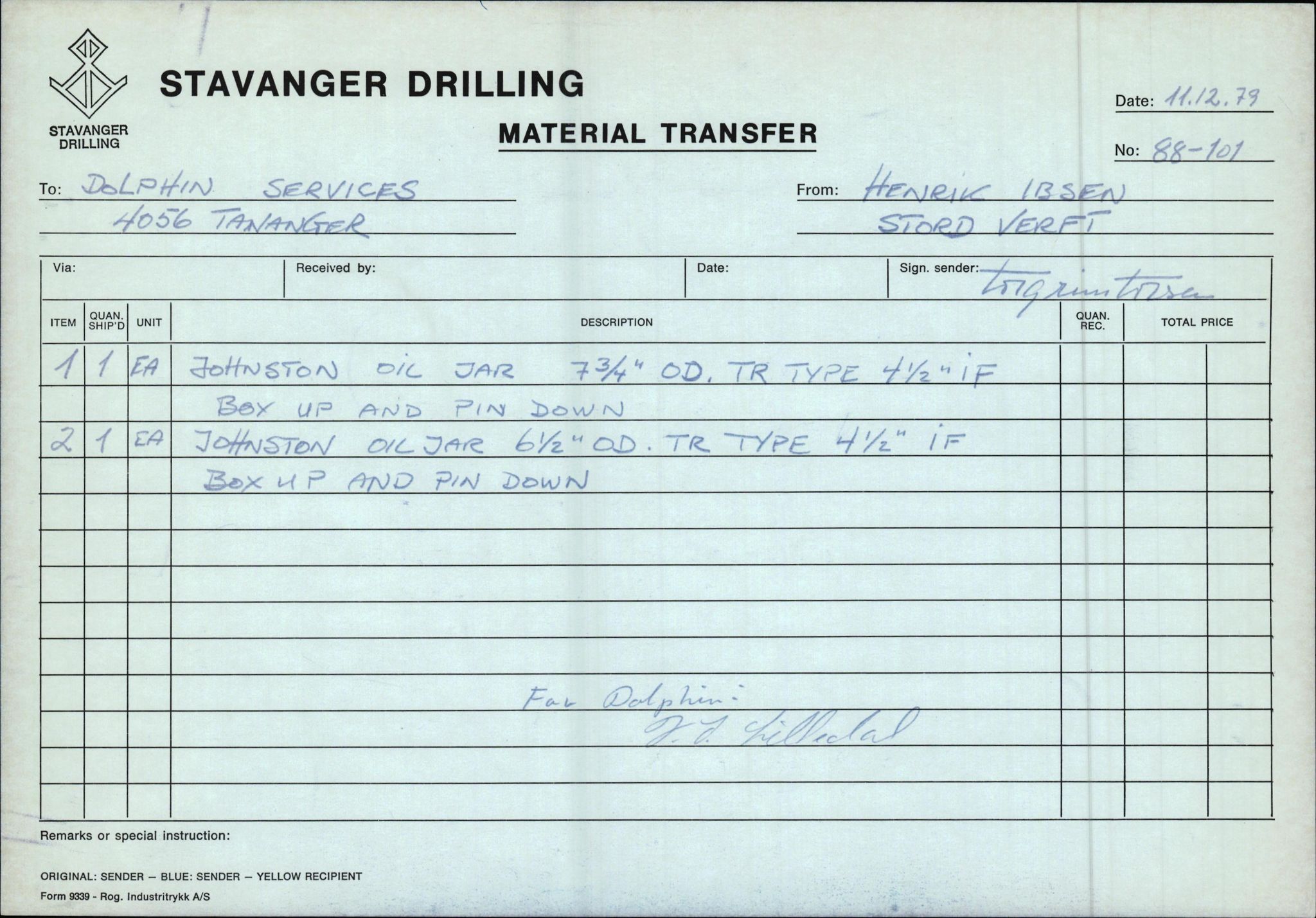 Pa 1503 - Stavanger Drilling AS, AV/SAST-A-101906/2/E/Ec/Eca/L0002: Korrespondanse, 1974-1982