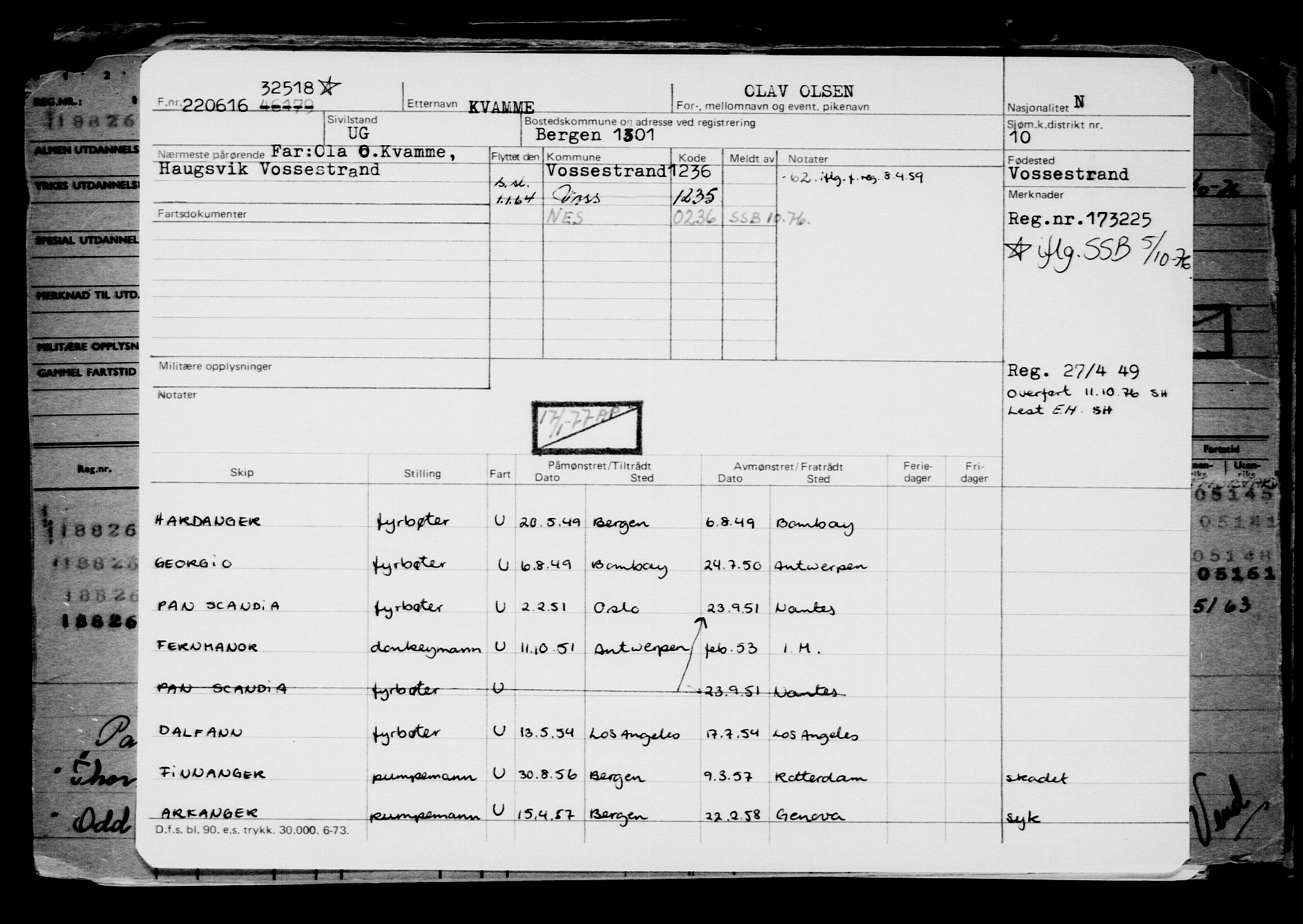 Direktoratet for sjømenn, AV/RA-S-3545/G/Gb/L0140: Hovedkort, 1916, s. 265
