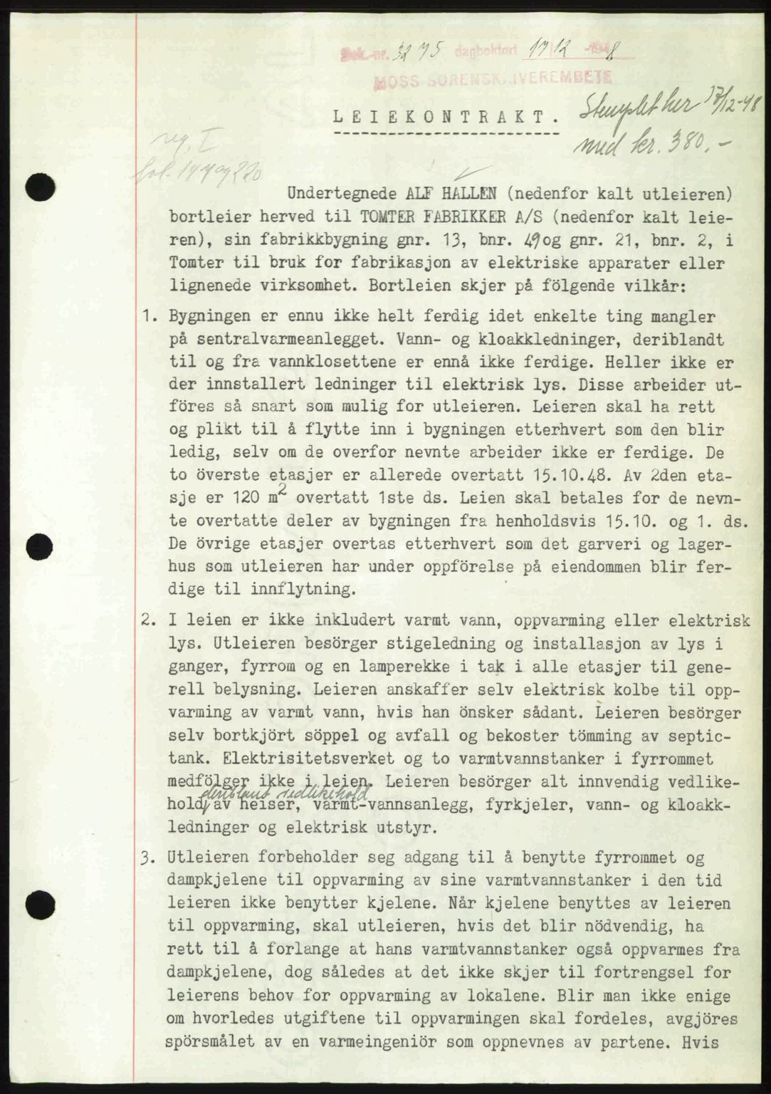 Moss sorenskriveri, SAO/A-10168: Pantebok nr. A20, 1948-1948, Dagboknr: 3275/1948