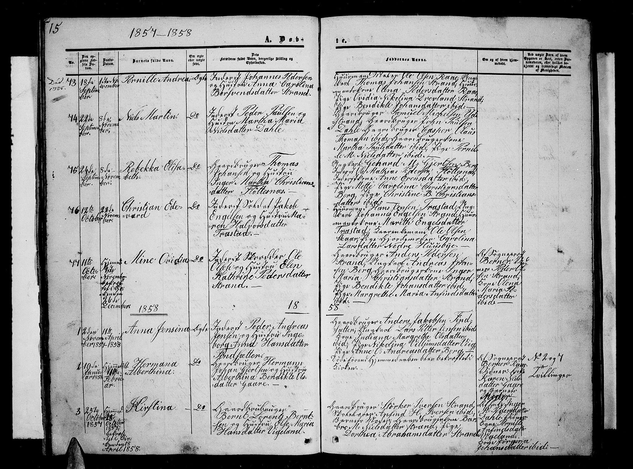 Kvæfjord sokneprestkontor, AV/SATØ-S-1323/G/Ga/Gab/L0003klokker: Klokkerbok nr. 3, 1856-1870, s. 15