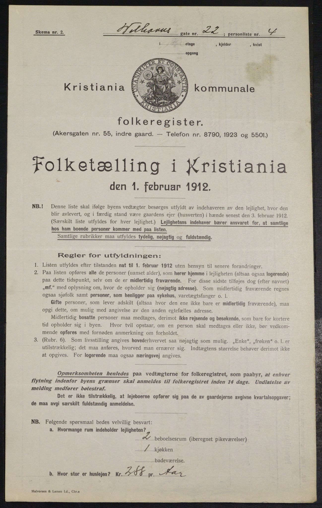 OBA, Kommunal folketelling 1.2.1912 for Kristiania, 1912, s. 127716