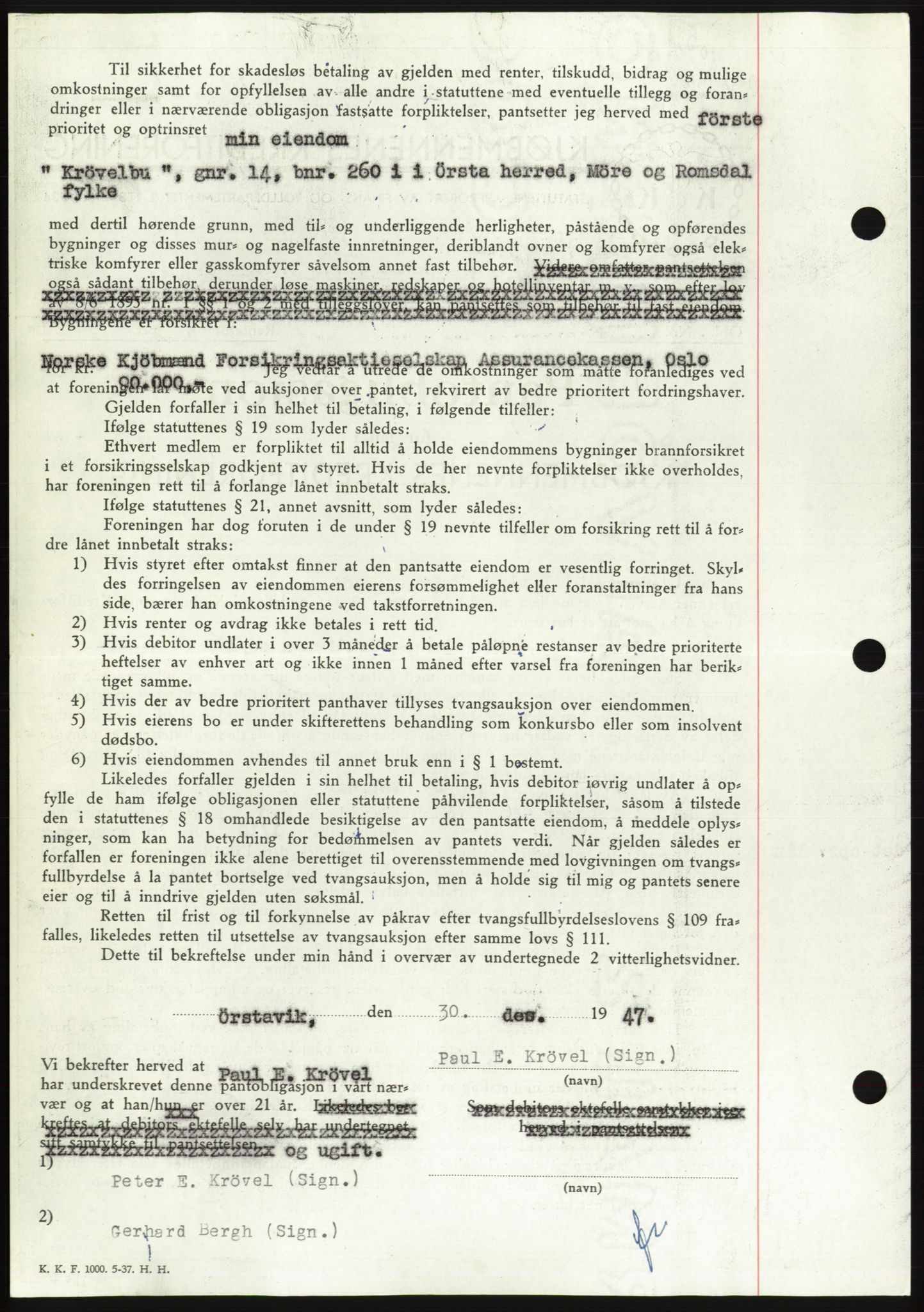 Søre Sunnmøre sorenskriveri, AV/SAT-A-4122/1/2/2C/L0115: Pantebok nr. 3B, 1947-1948, Dagboknr: 105/1948