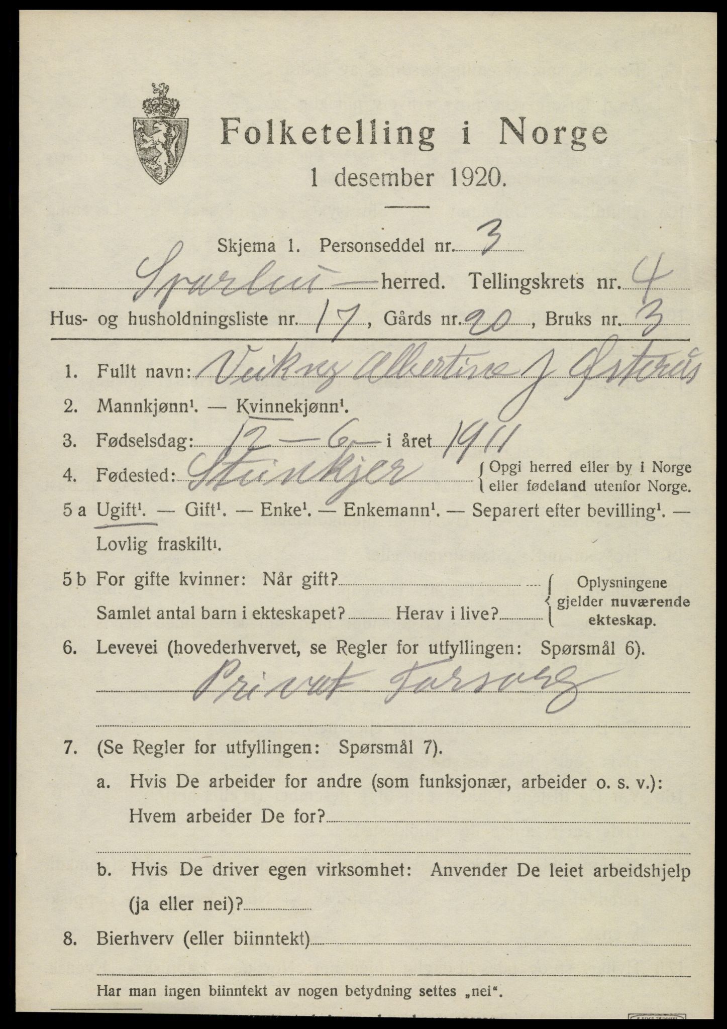 SAT, Folketelling 1920 for 1731 Sparbu herred, 1920, s. 5363