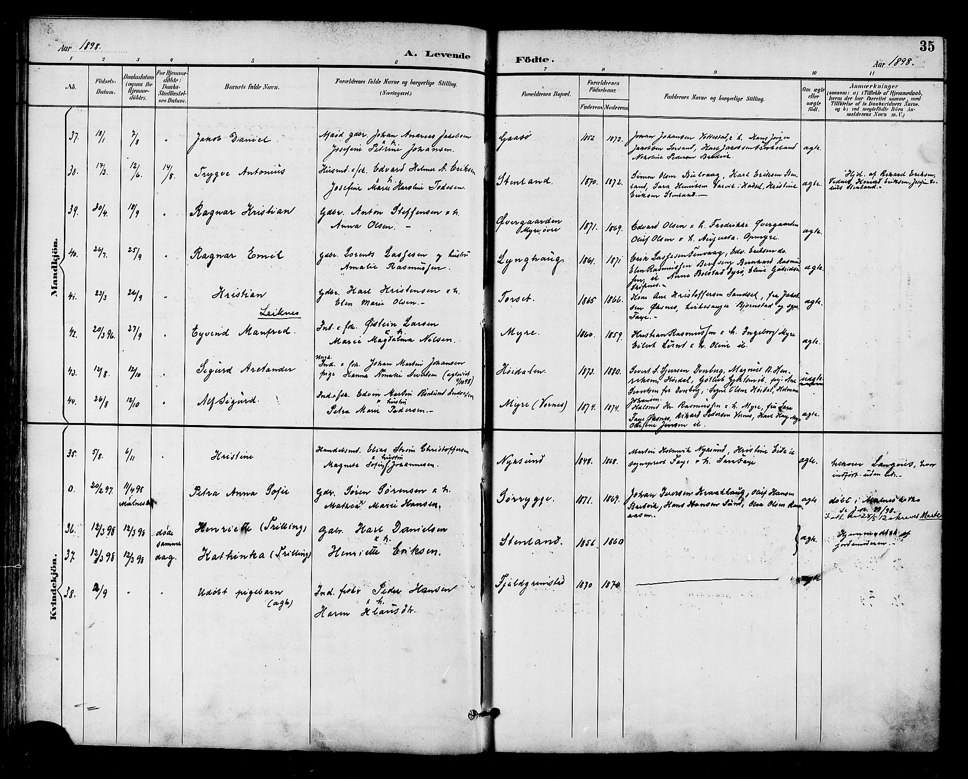 Ministerialprotokoller, klokkerbøker og fødselsregistre - Nordland, AV/SAT-A-1459/893/L1338: Ministerialbok nr. 893A10, 1894-1903, s. 35