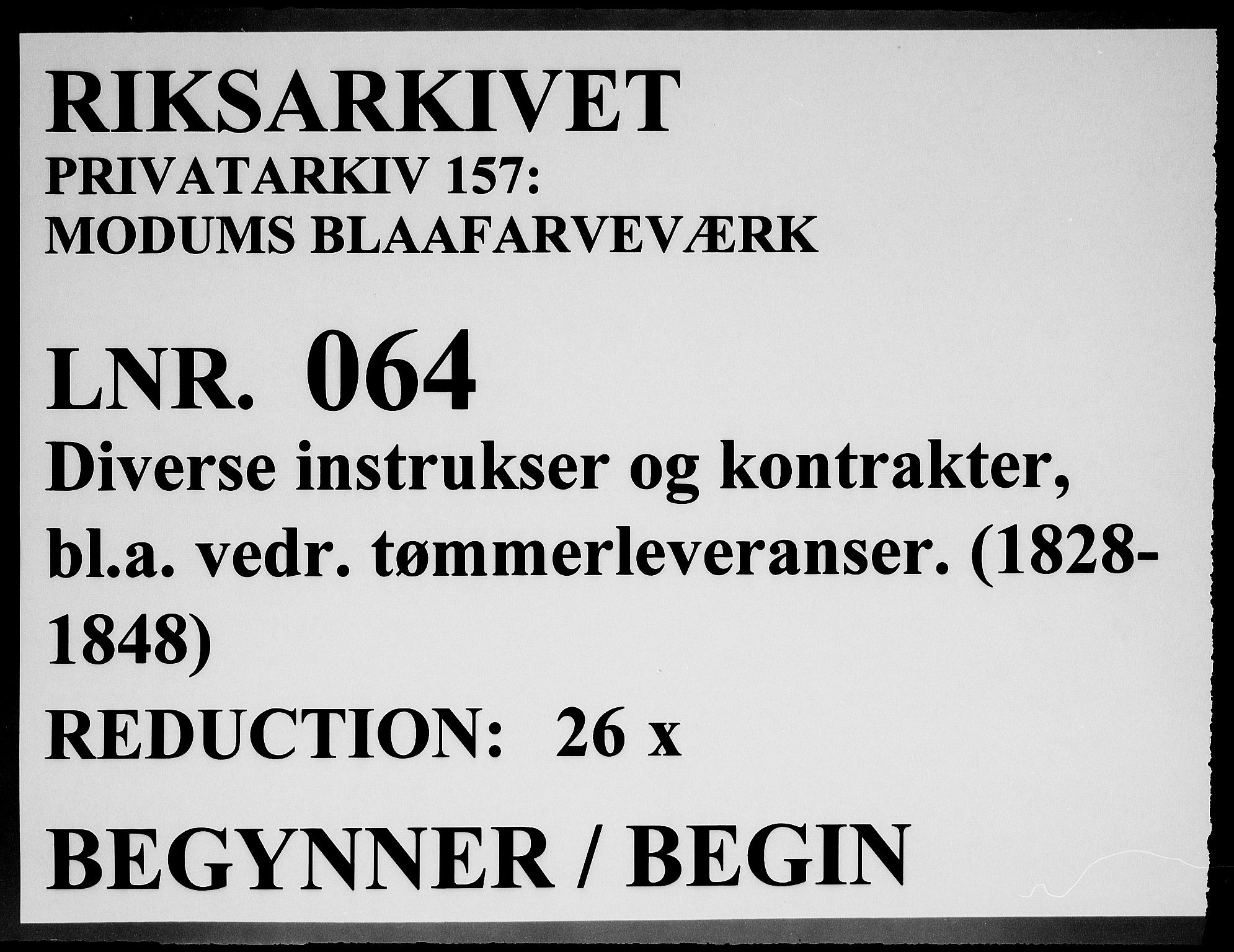 Modums Blaafarveværk, RA/PA-0157/G/Ga/L0064: --, 1828-1848, s. 1
