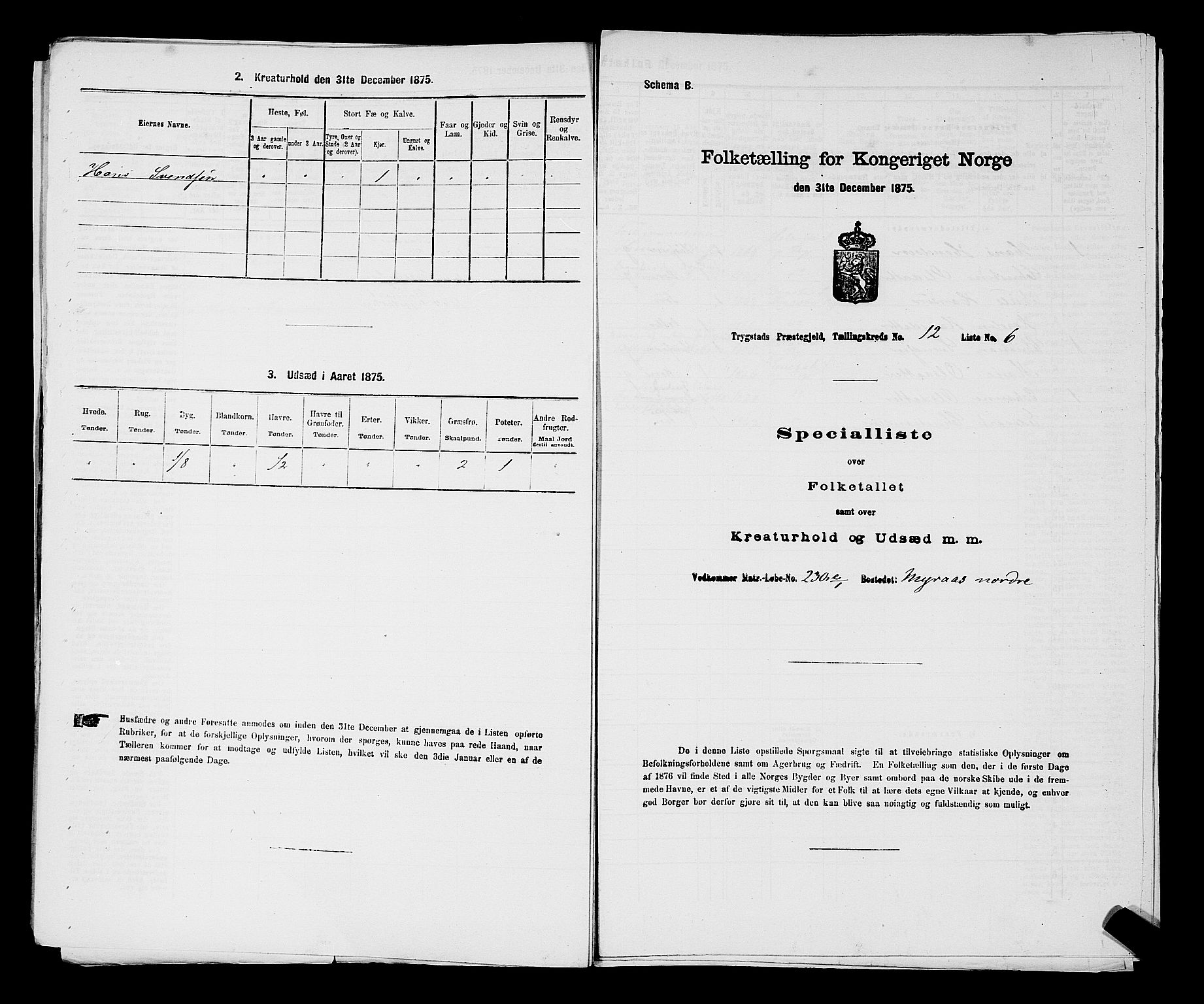 RA, Folketelling 1875 for 0122P Trøgstad prestegjeld, 1875, s. 1325