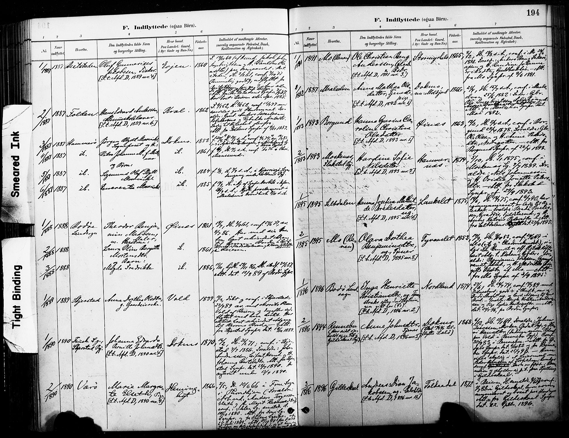 Ministerialprotokoller, klokkerbøker og fødselsregistre - Nordland, SAT/A-1459/846/L0646: Ministerialbok nr. 846A04, 1887-1901, s. 194
