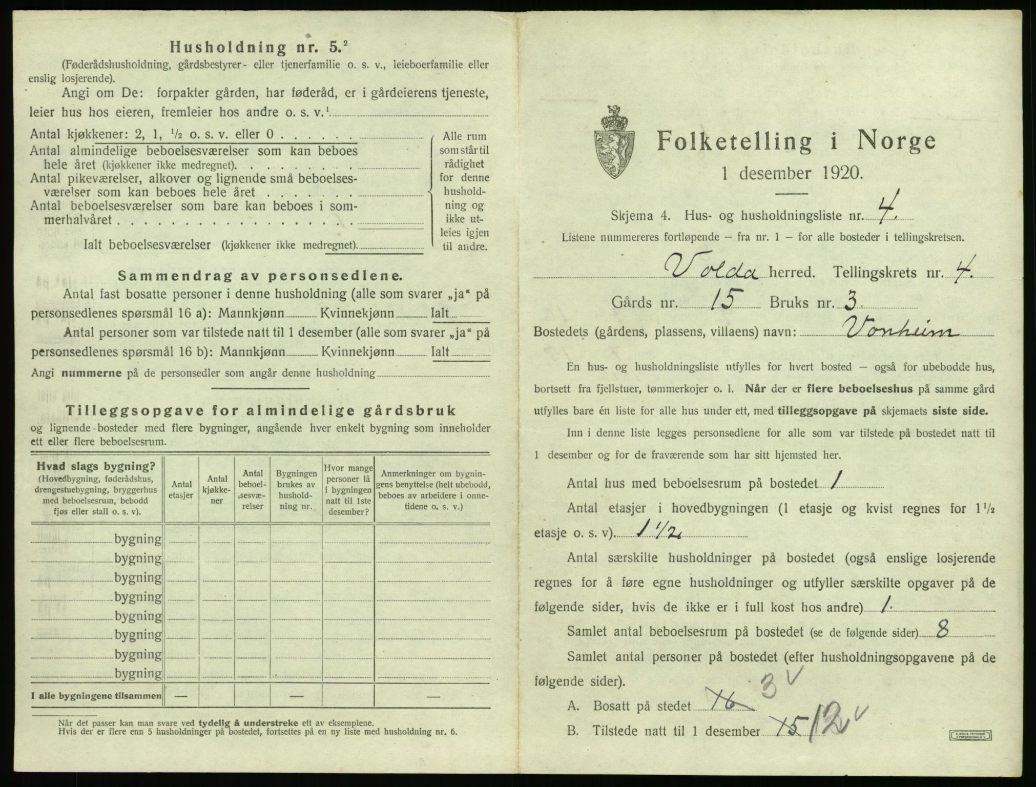 SAT, Folketelling 1920 for 1519 Volda herred, 1920, s. 272