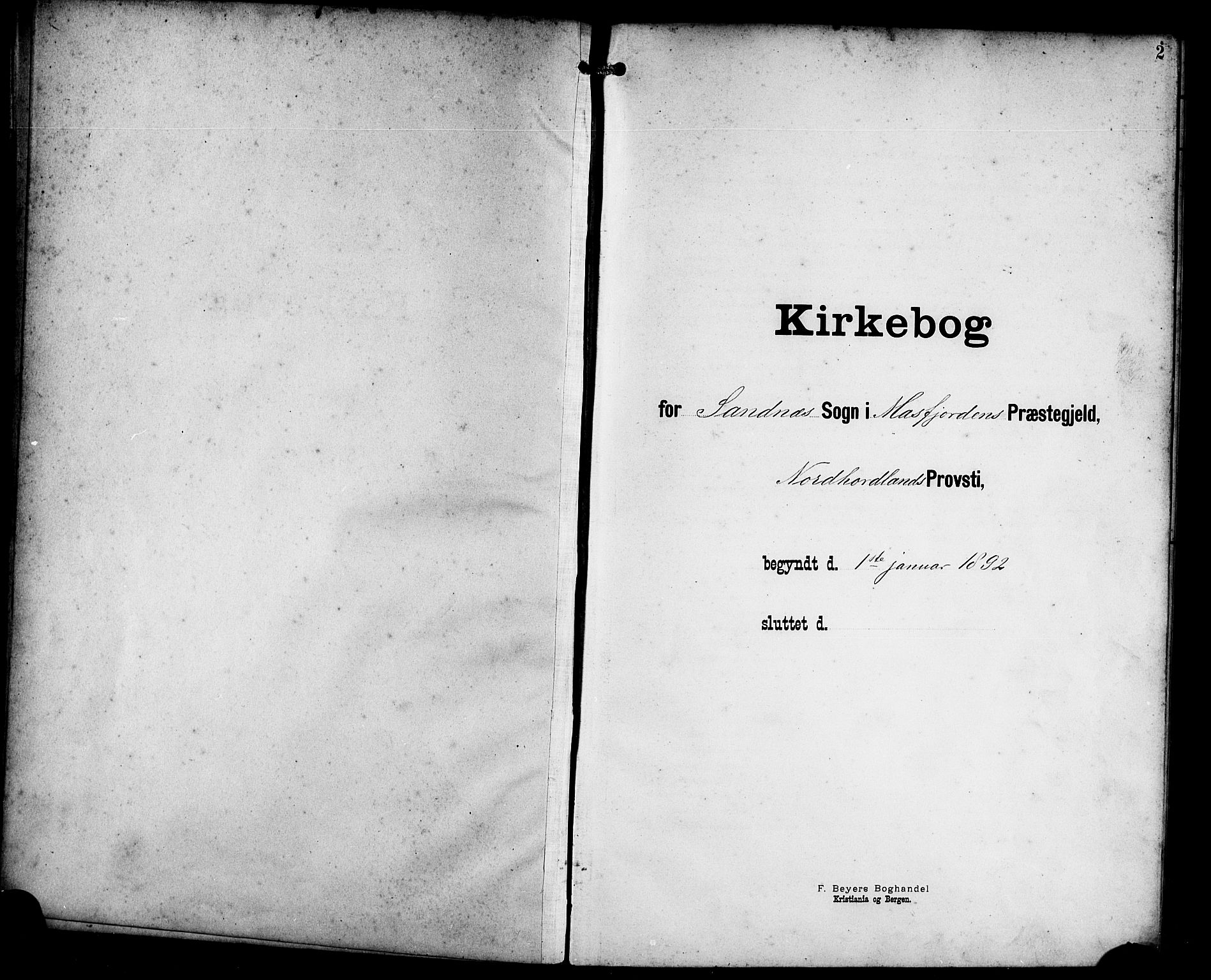 Masfjorden Sokneprestembete, SAB/A-77001: Klokkerbok nr. B 1, 1892-1913, s. 2