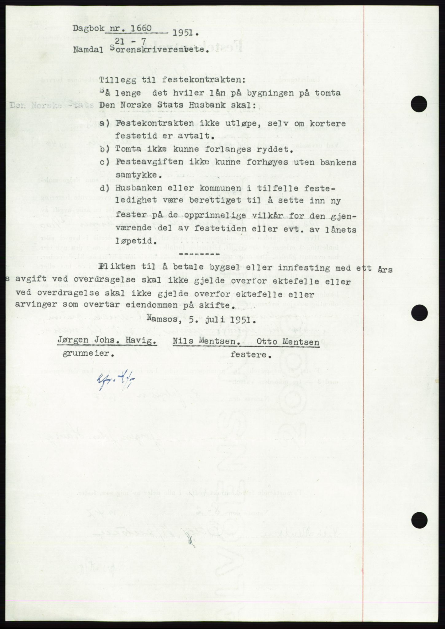 Namdal sorenskriveri, SAT/A-4133/1/2/2C: Pantebok nr. -, 1946-1947, Dagboknr: 1660/1947