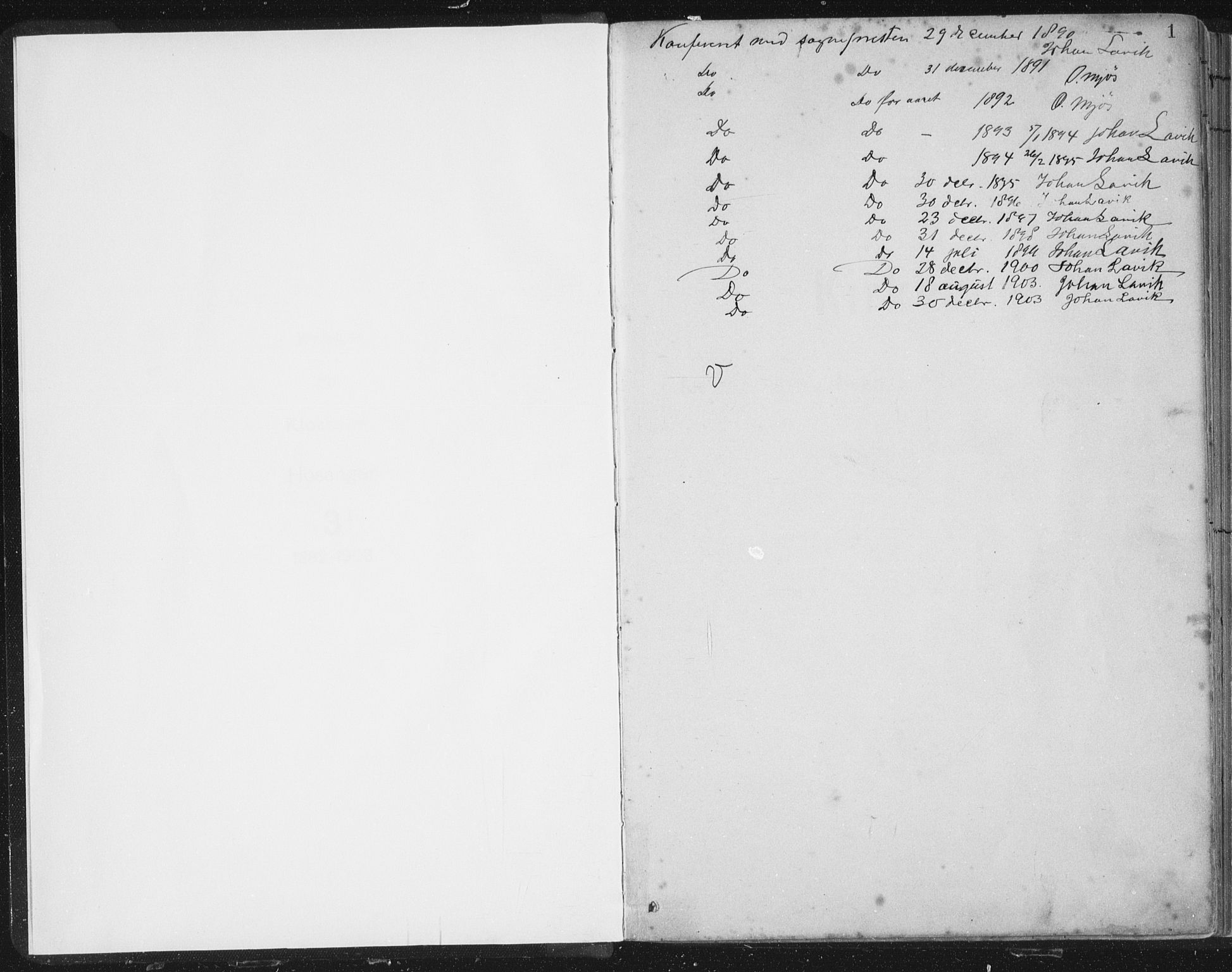 Hosanger sokneprestembete, SAB/A-75801/H/Hab: Klokkerbok nr. A 3 I, 1882-1903