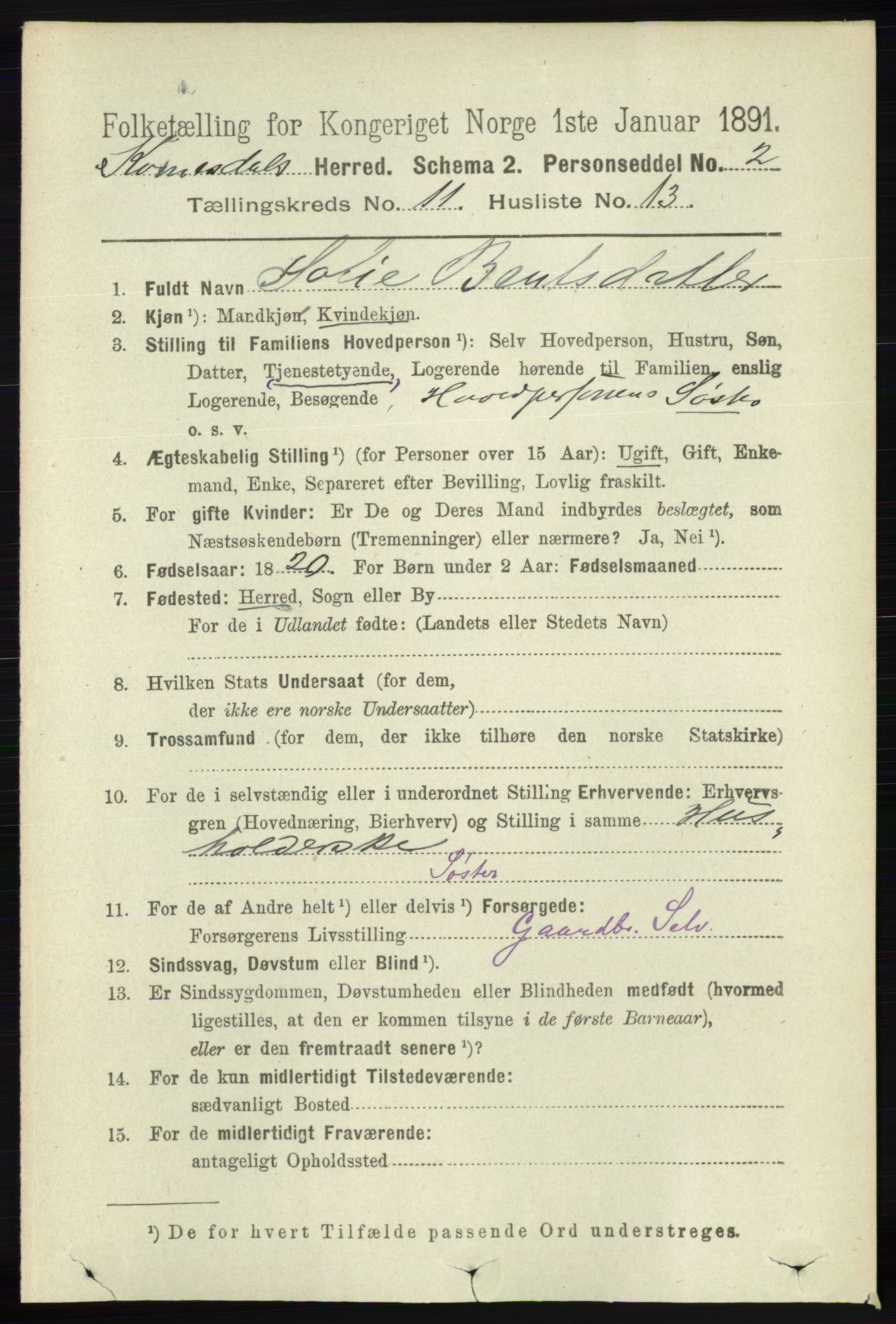 RA, Folketelling 1891 for 1037 Kvinesdal herred, 1891, s. 4577