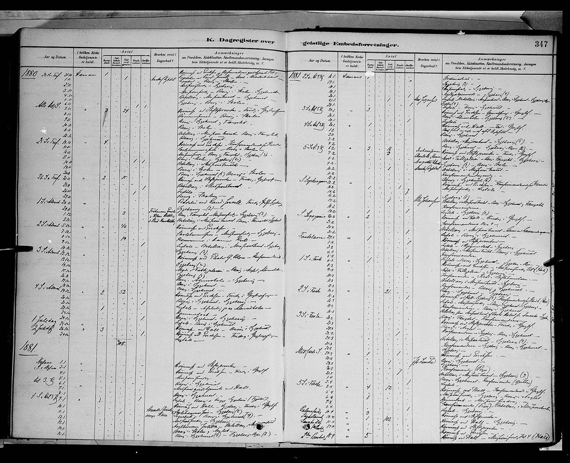 Vang prestekontor, Hedmark, SAH/PREST-008/H/Ha/Haa/L0016: Ministerialbok nr. 16, 1878-1889, s. 347