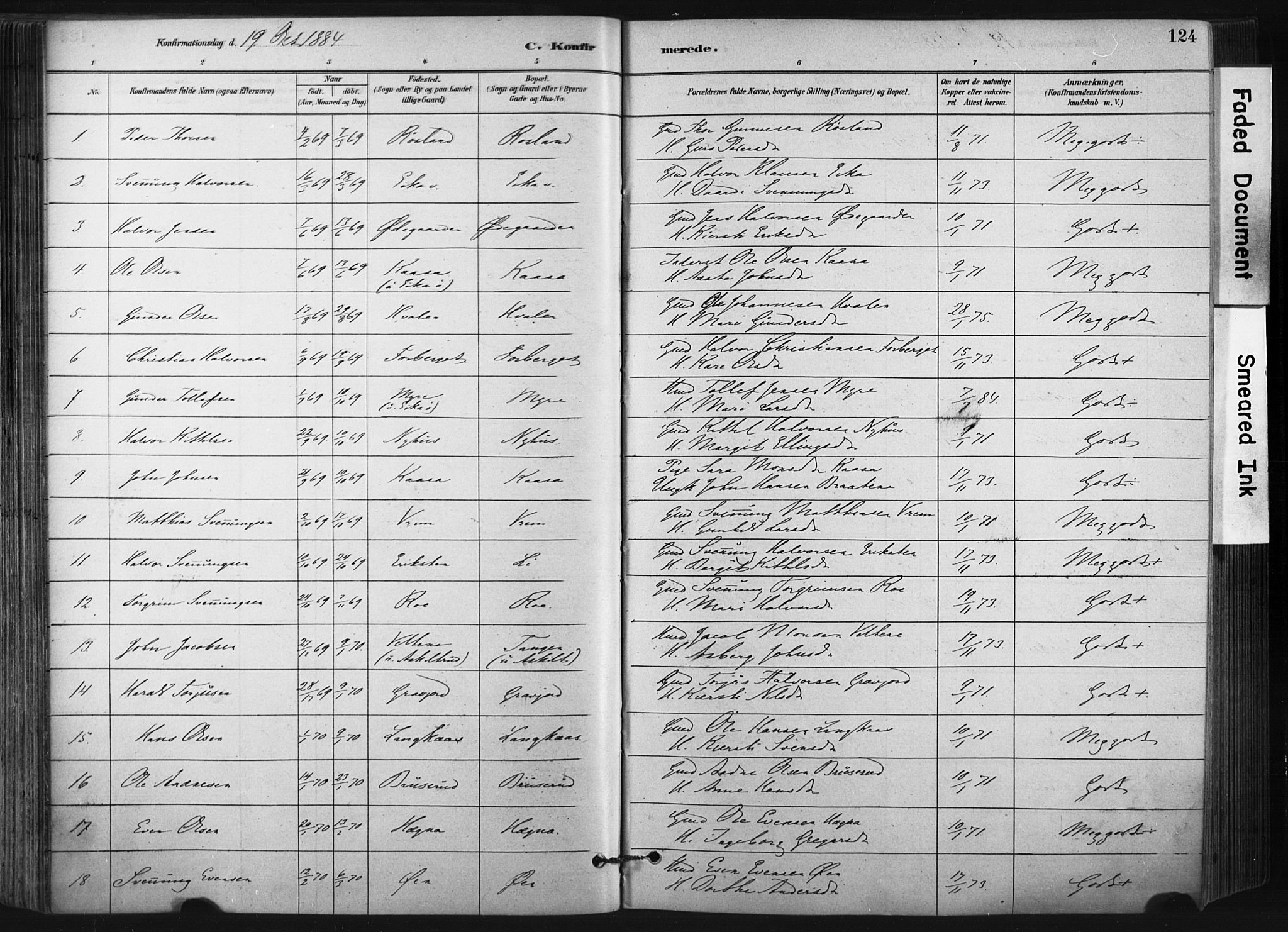 Bø kirkebøker, AV/SAKO-A-257/F/Fa/L0010: Ministerialbok nr. 10, 1880-1892, s. 124