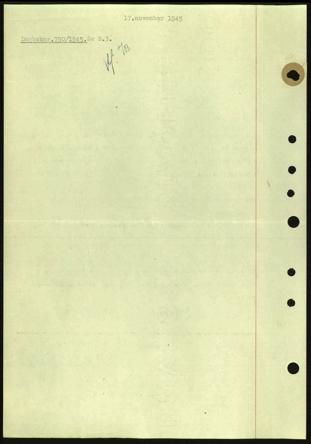 Nedenes sorenskriveri, SAK/1221-0006/G/Gb/Gba/L0053: Pantebok nr. A6b, 1945-1945, Dagboknr: 790/1945