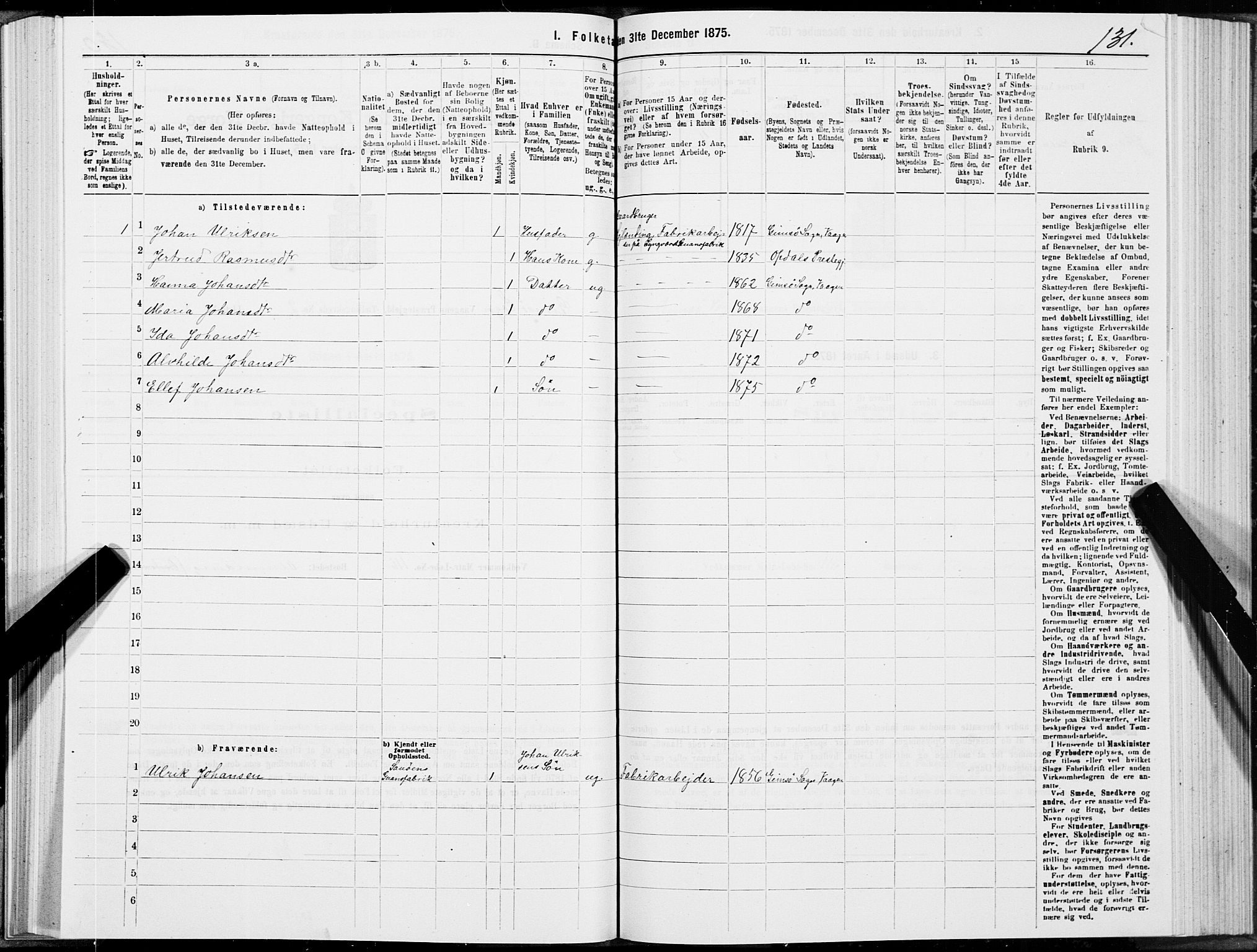 SAT, Folketelling 1875 for 1865P Vågan prestegjeld, 1875, s. 5131