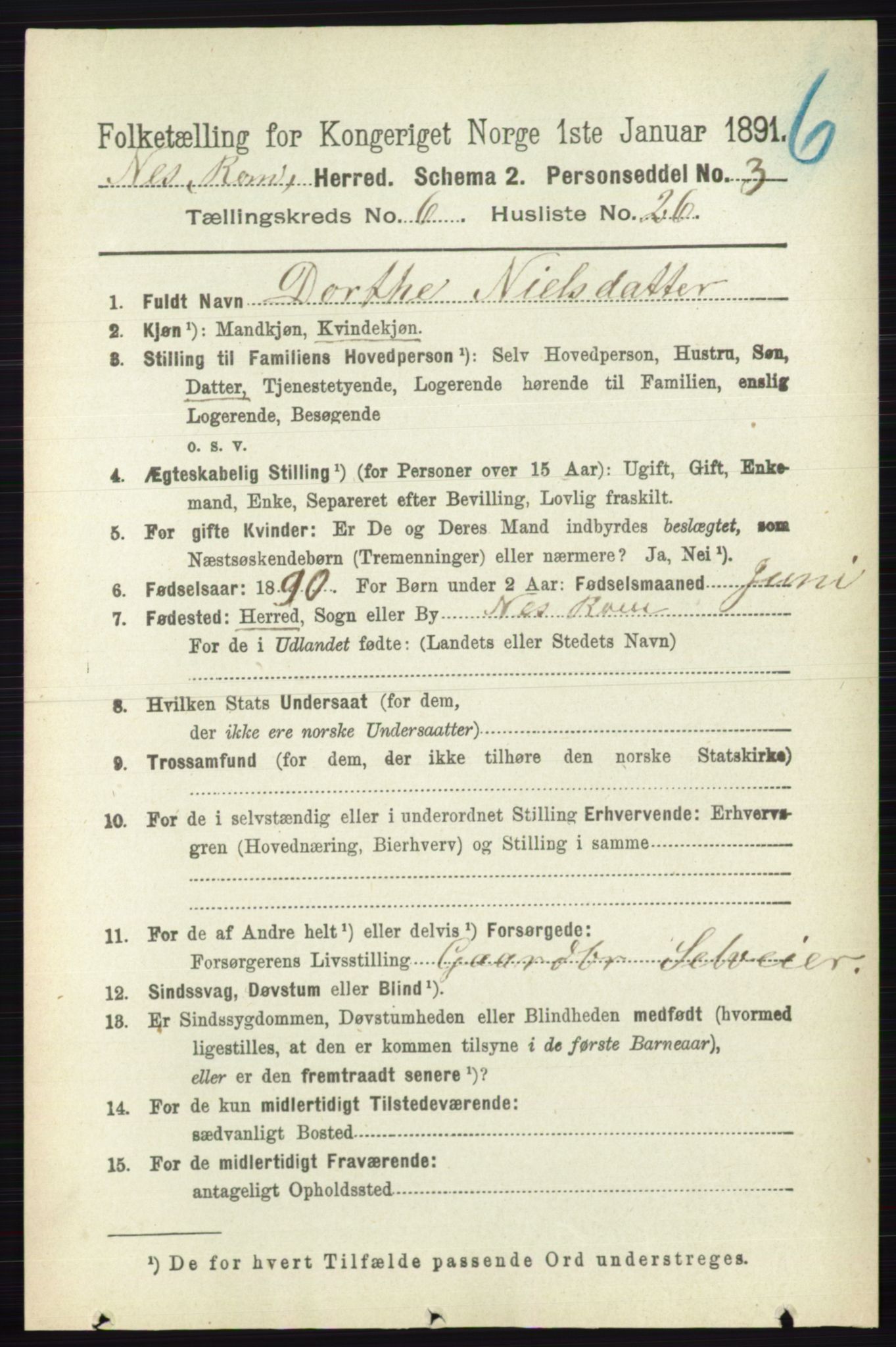 RA, Folketelling 1891 for 0236 Nes herred, 1891, s. 3537