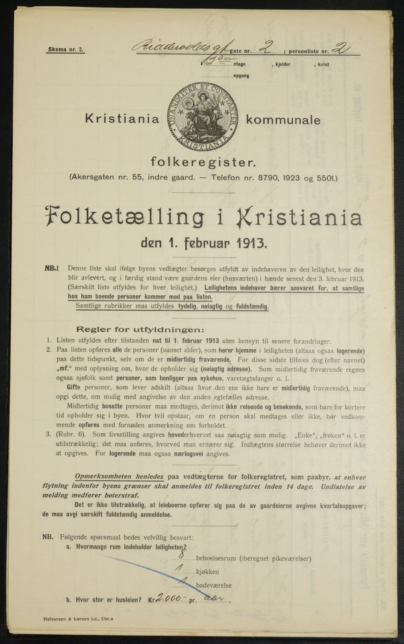 OBA, Kommunal folketelling 1.2.1913 for Kristiania, 1913, s. 83042