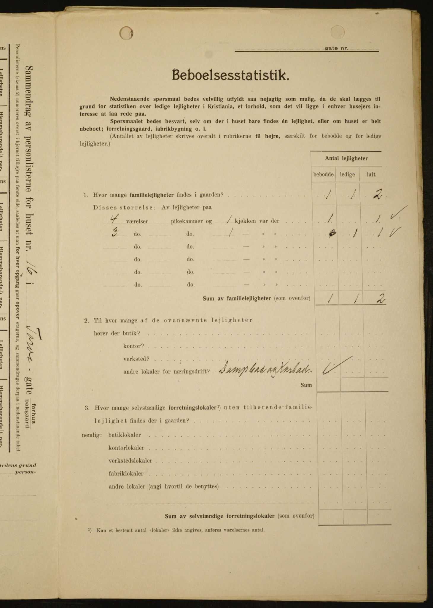 OBA, Kommunal folketelling 1.2.1909 for Kristiania kjøpstad, 1909, s. 103400