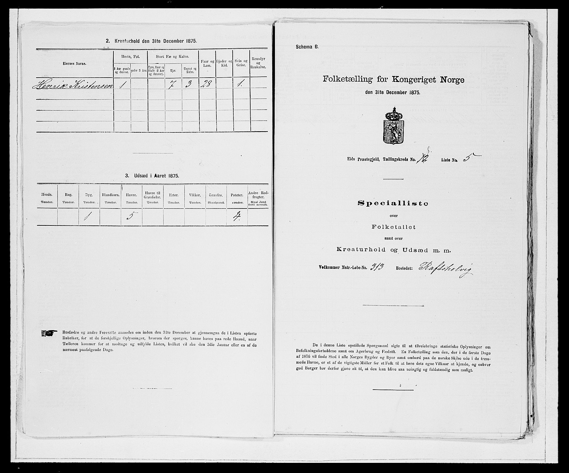 SAB, Folketelling 1875 for 1443P Eid prestegjeld, 1875, s. 895