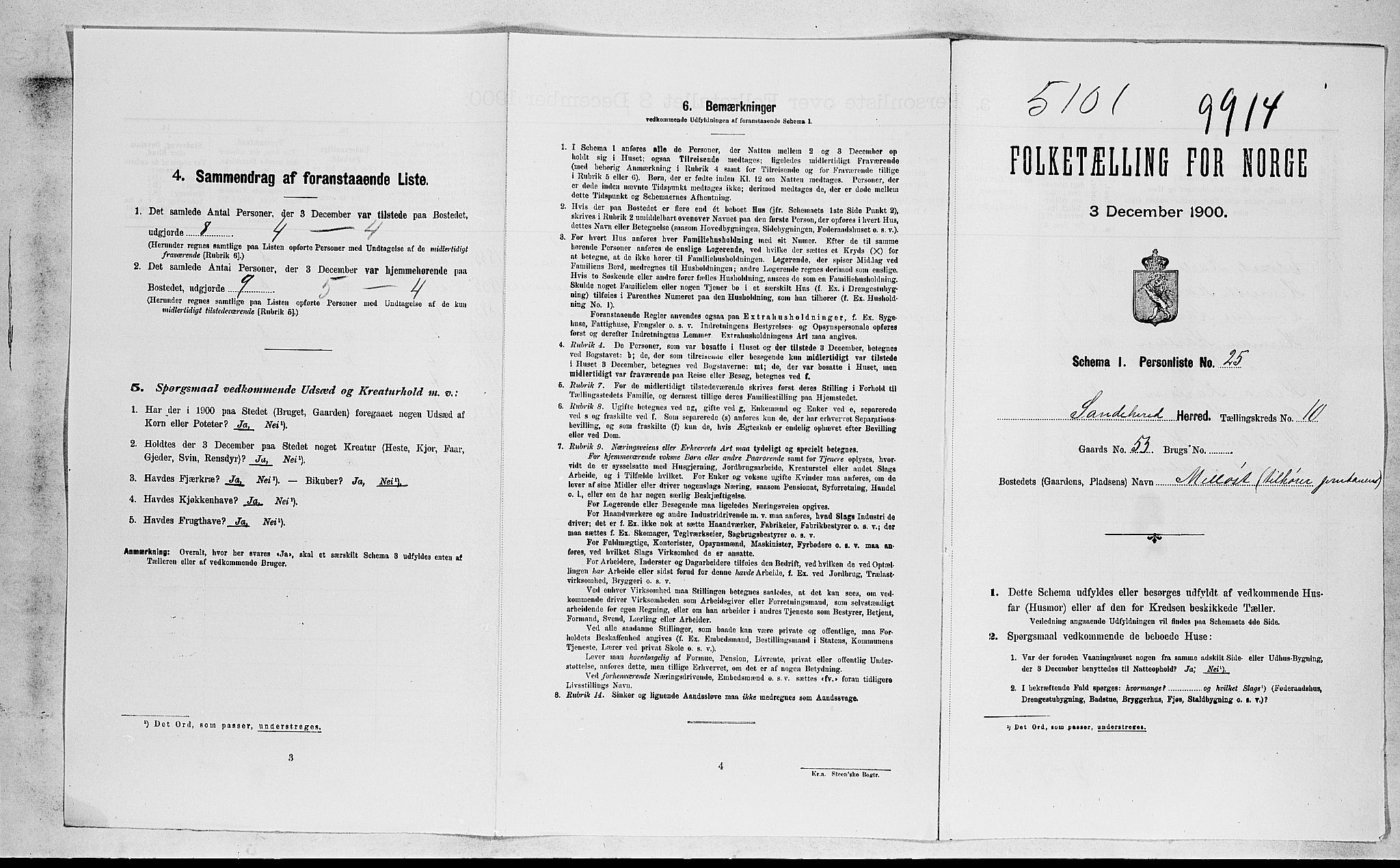 RA, Folketelling 1900 for 0724 Sandeherred herred, 1900, s. 141