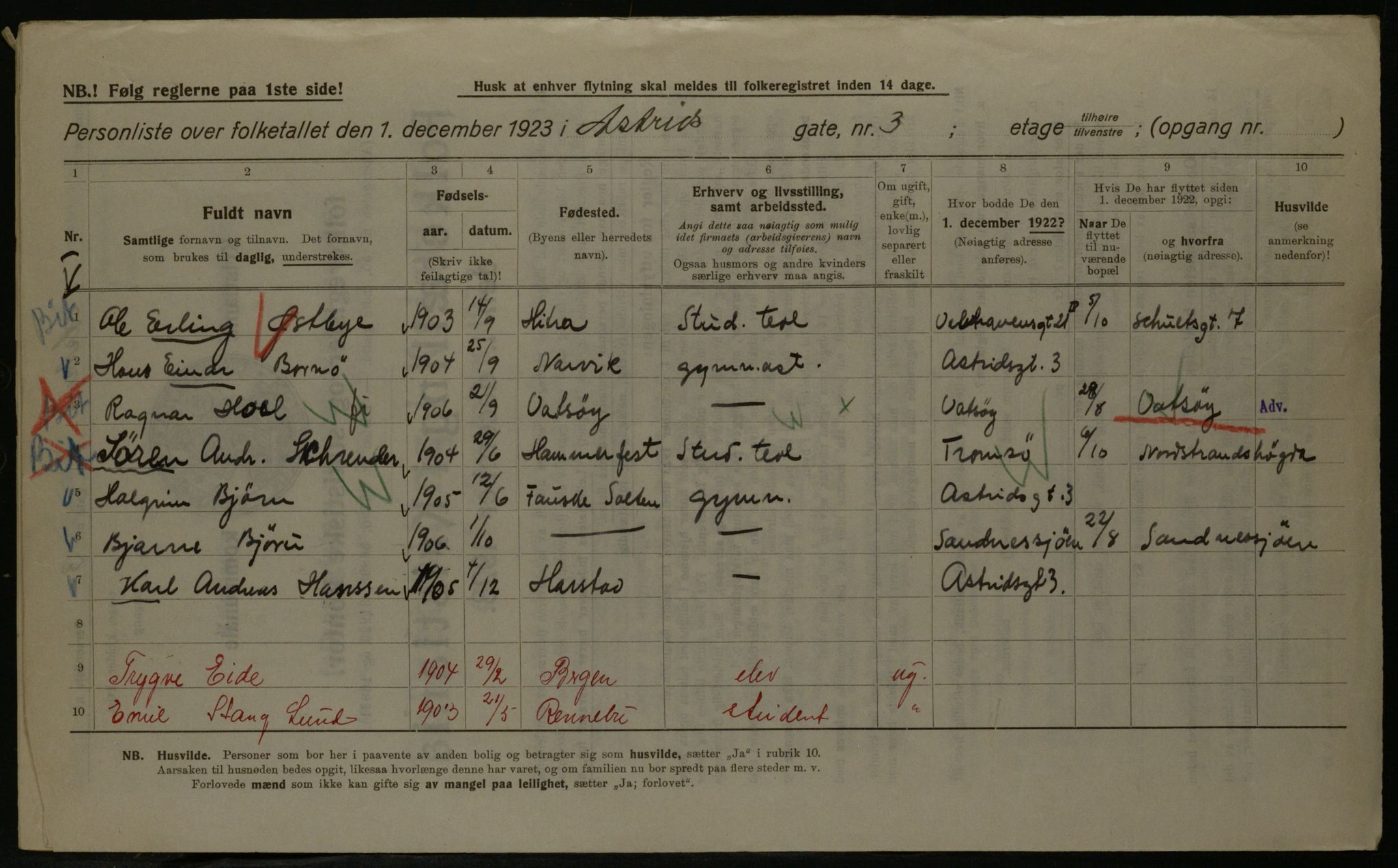 OBA, Kommunal folketelling 1.12.1923 for Kristiania, 1923, s. 19082