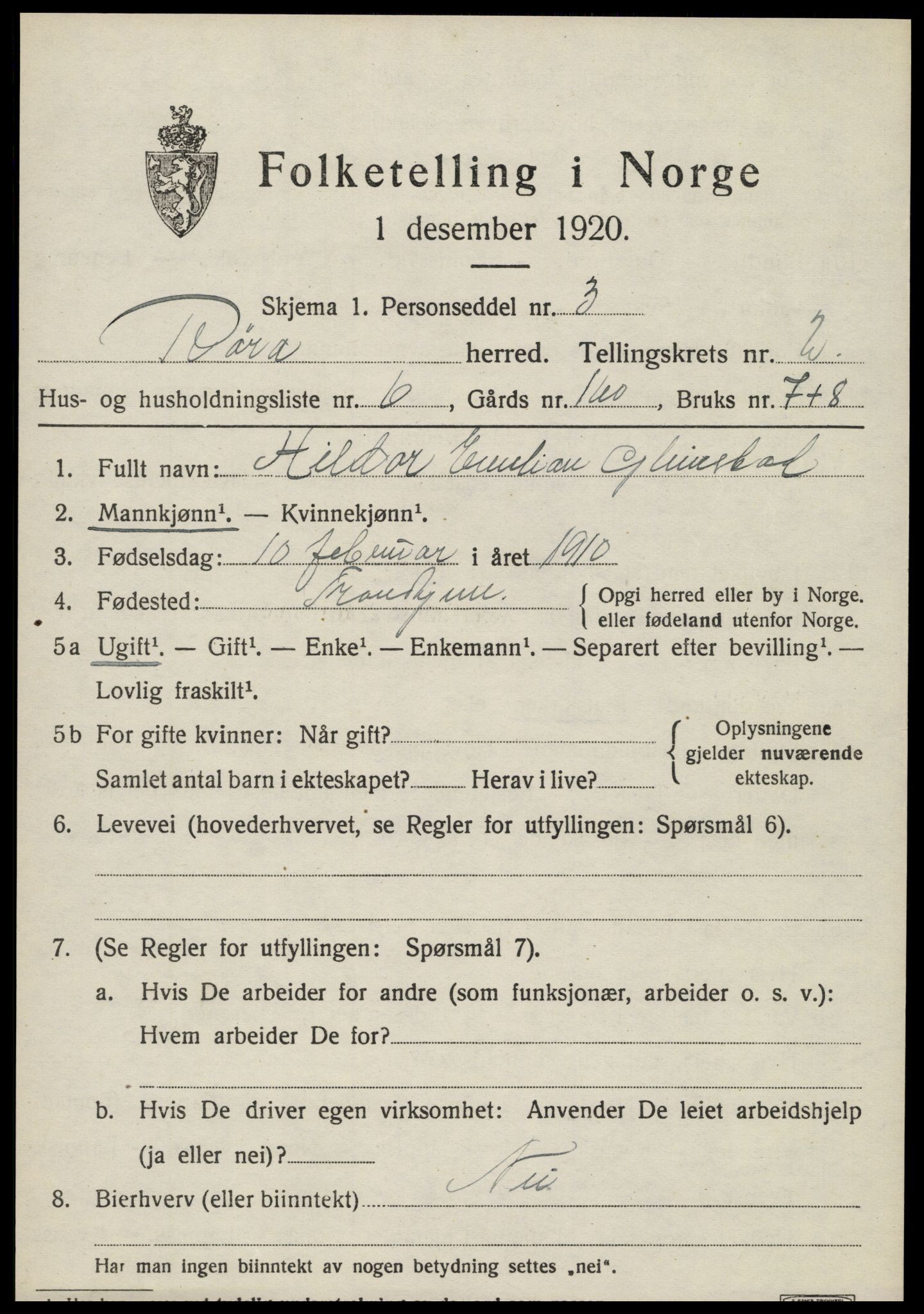 SAT, Folketelling 1920 for 1730 Røra herred, 1920, s. 1567