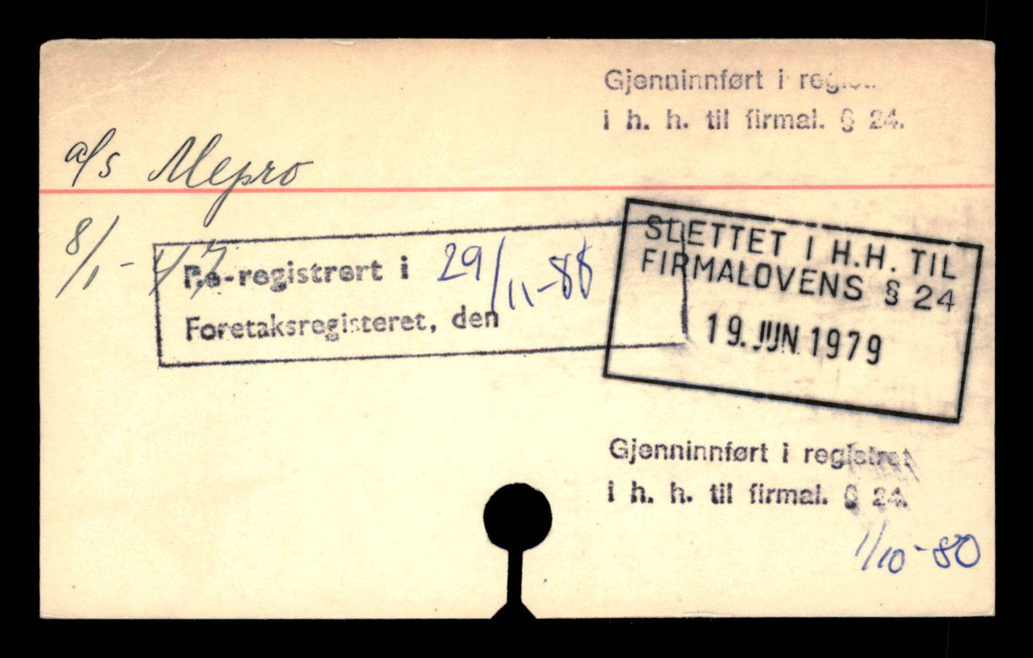 Oslo byfogd, Handelsregisteret, SAT/A-10867/G/Ga/Gad/L0019: Kartotekkort, Mep-Nes, 1890-1990
